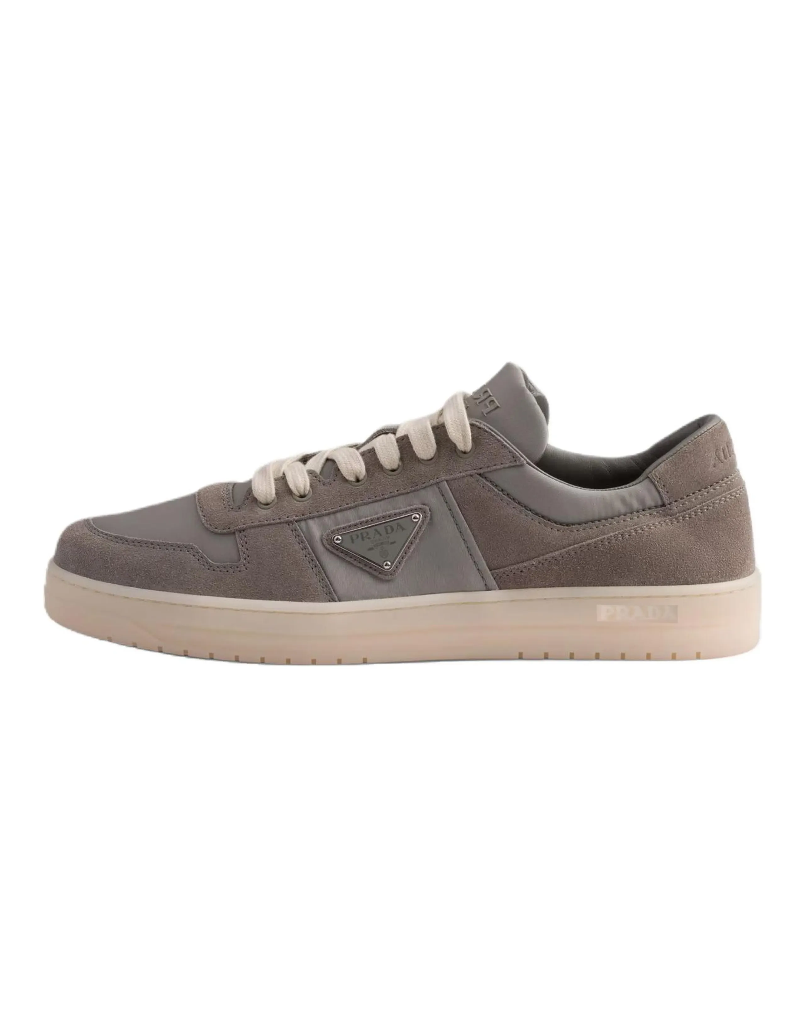 PRADA Prada Downtown Fabric Leather Round Toe Flat Low-Top Skate Shoes Men's Gray