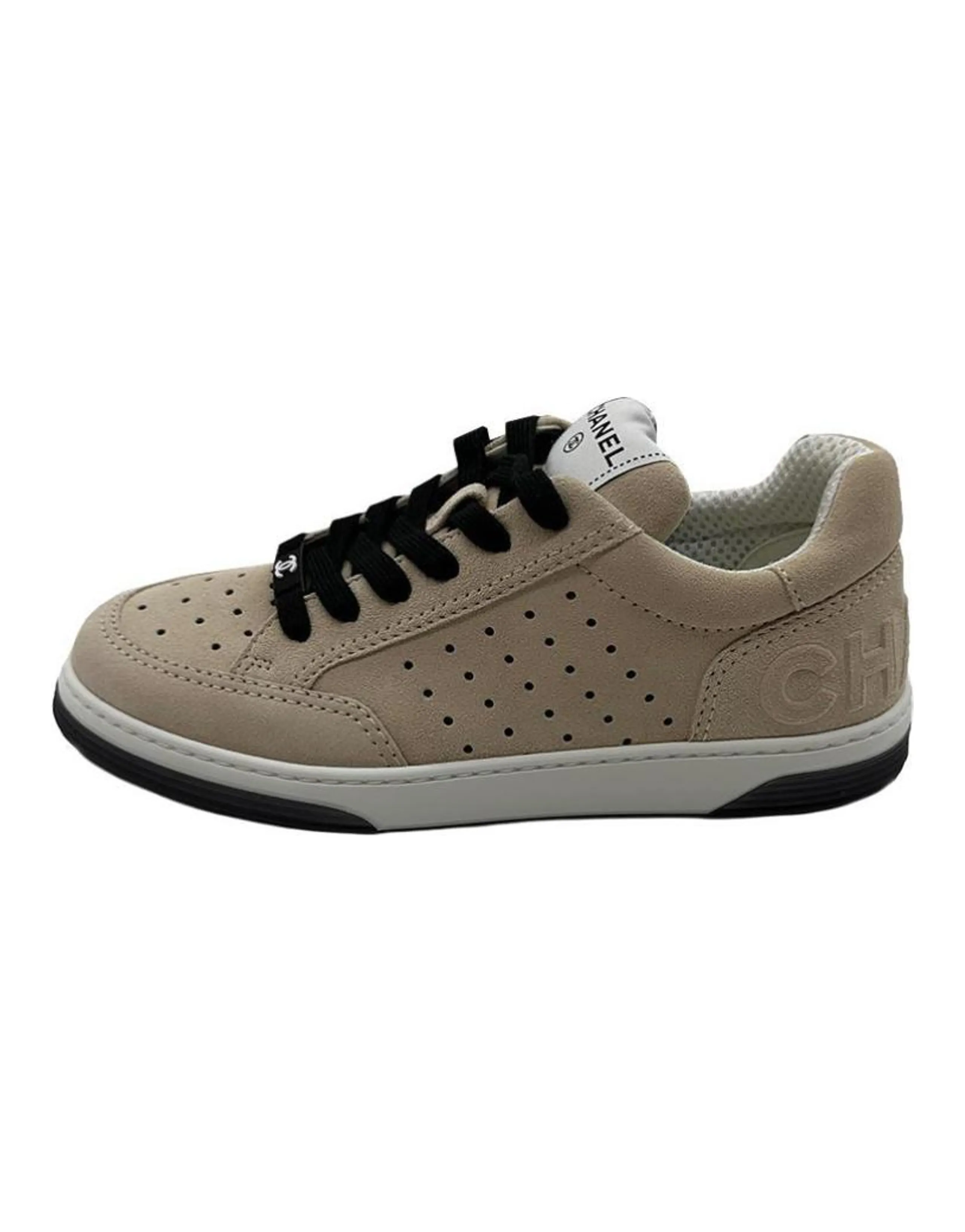 CHANEL Comfortable Low-Top Lace-Up Fashion Sneakers Women's Brown