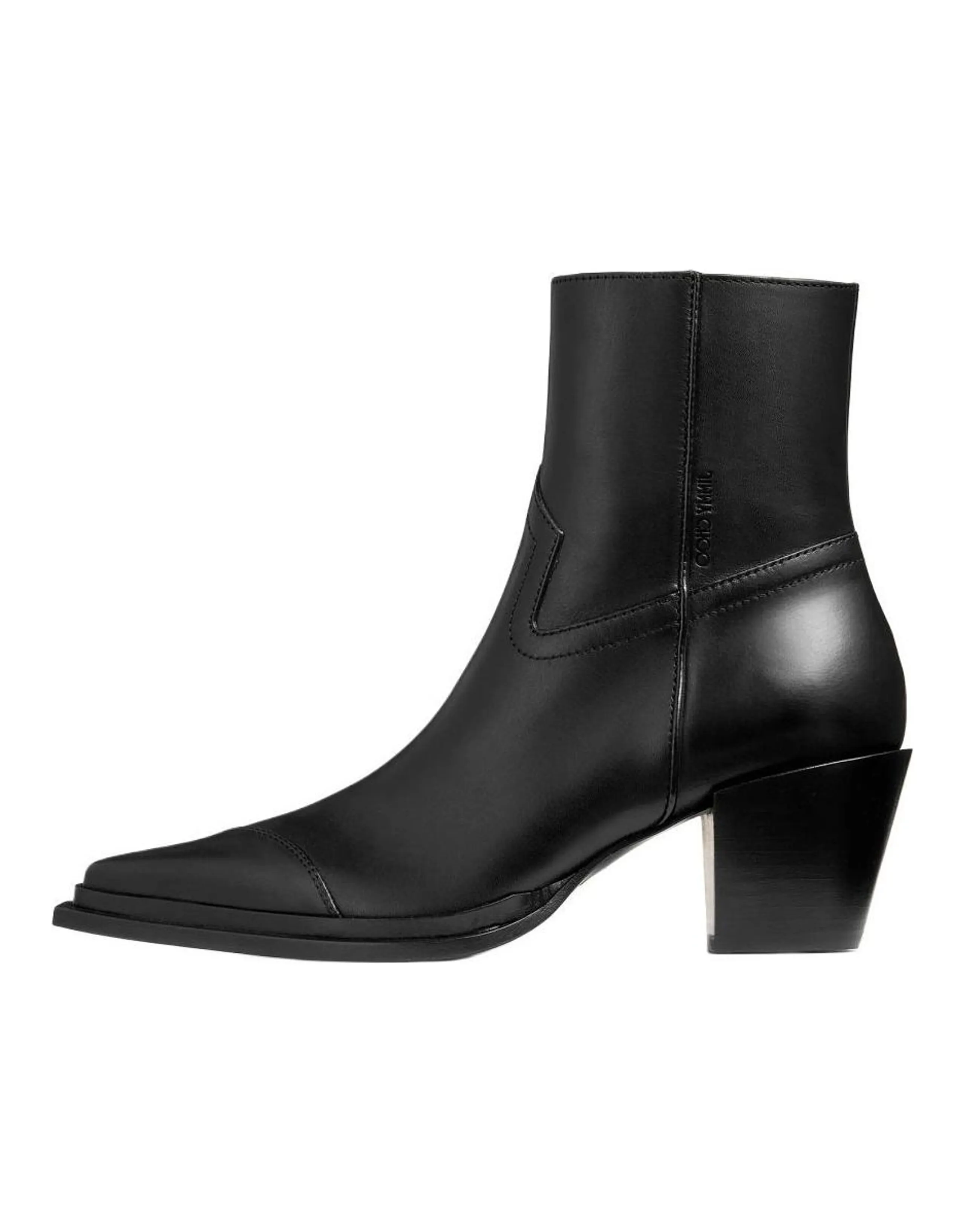 Jimmy Choo Cece Leather Pointed Toe Zipper Ankle Boots 6cm Women's Black
