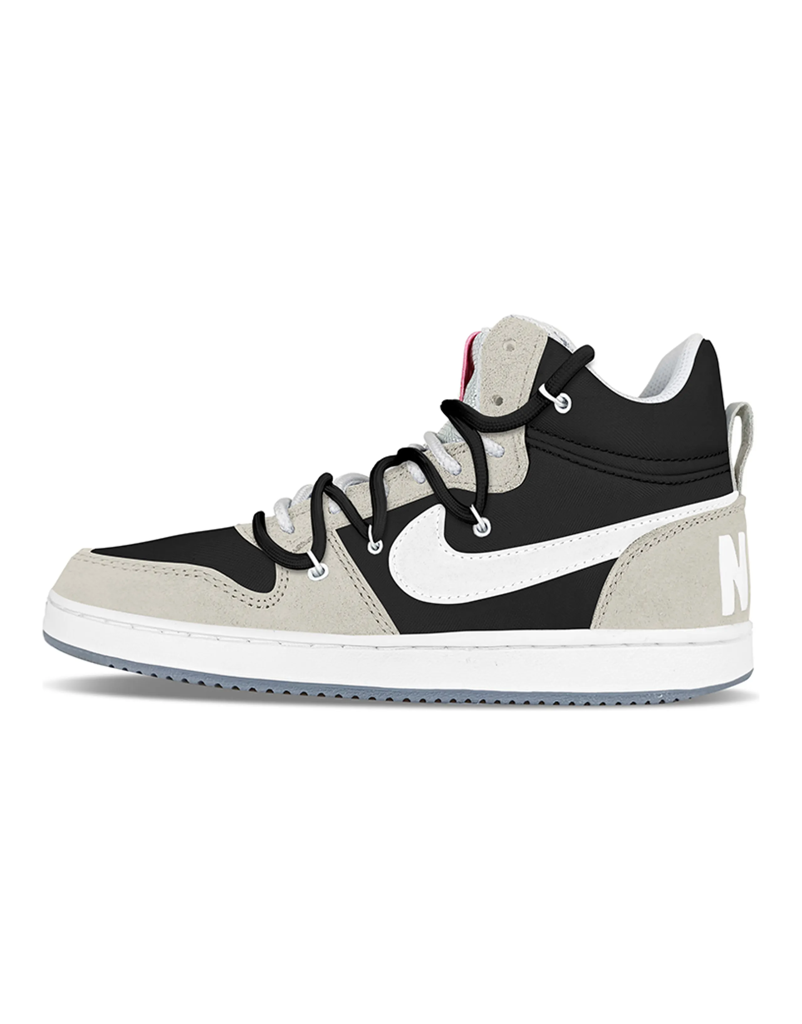 Nike Court Borough Mid Prem Mid-Top Skateboard Shoes Women's White Gray Black