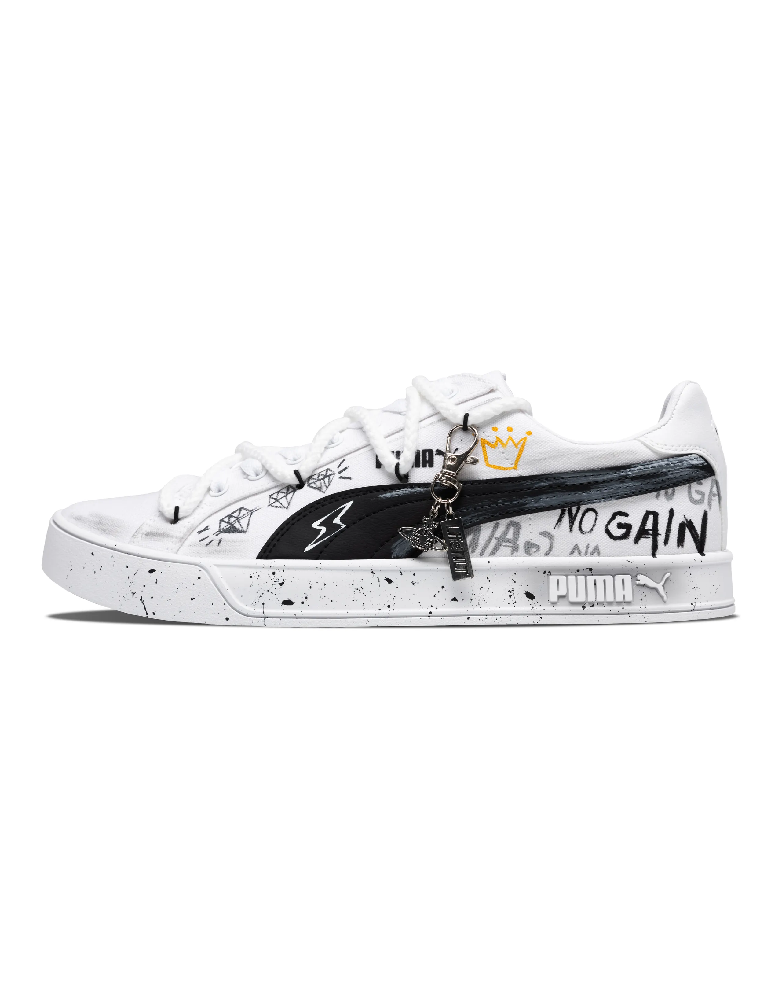 PUMA Smash Vulc Slip-Resistant Cushioning Wear-Resistant Lightweight Low-Top Skateboard Shoes Unisex Black White