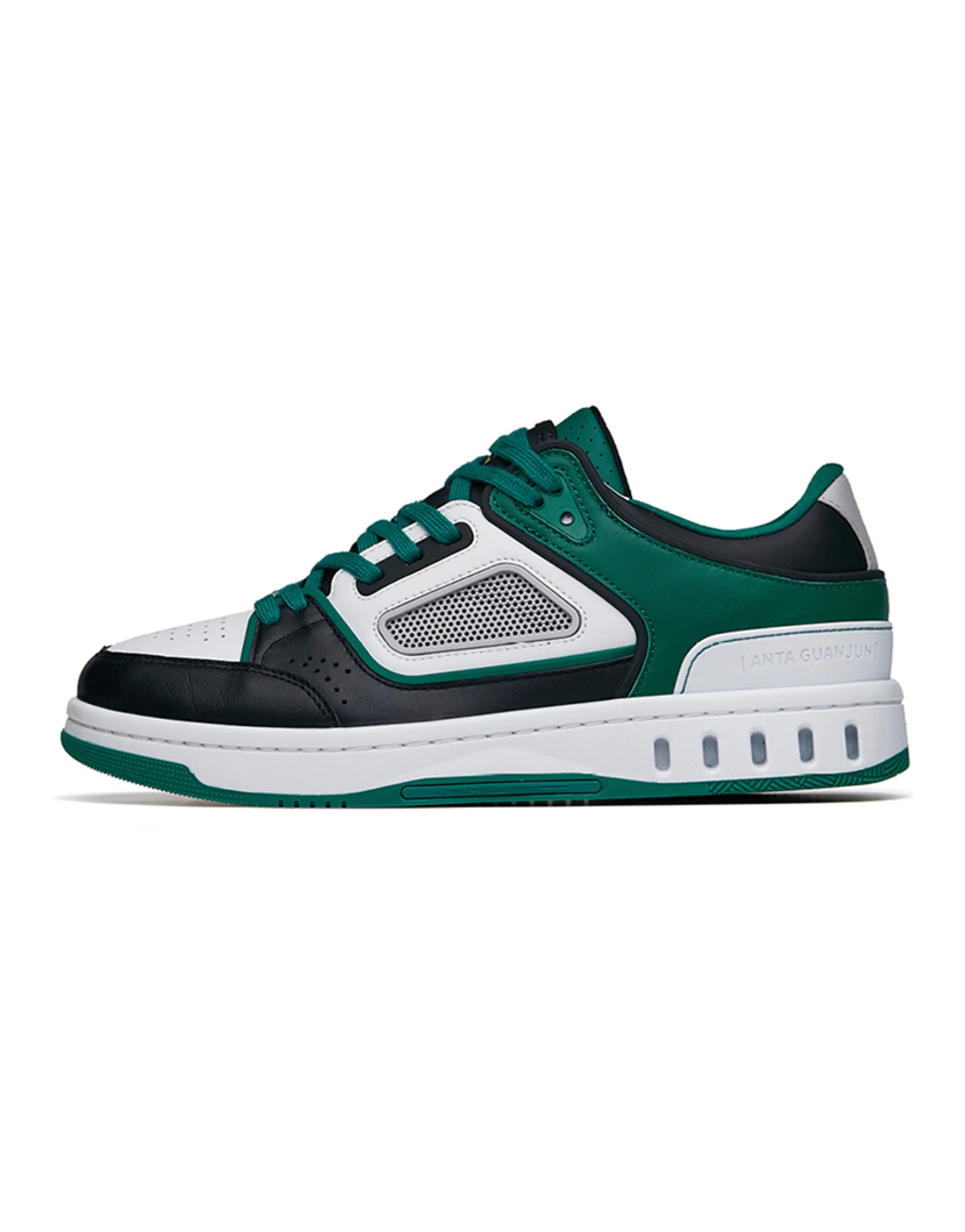 ANTA Champion Series Skateboard Shoes Men Low-Top Black ANTA White/Emerald Green
