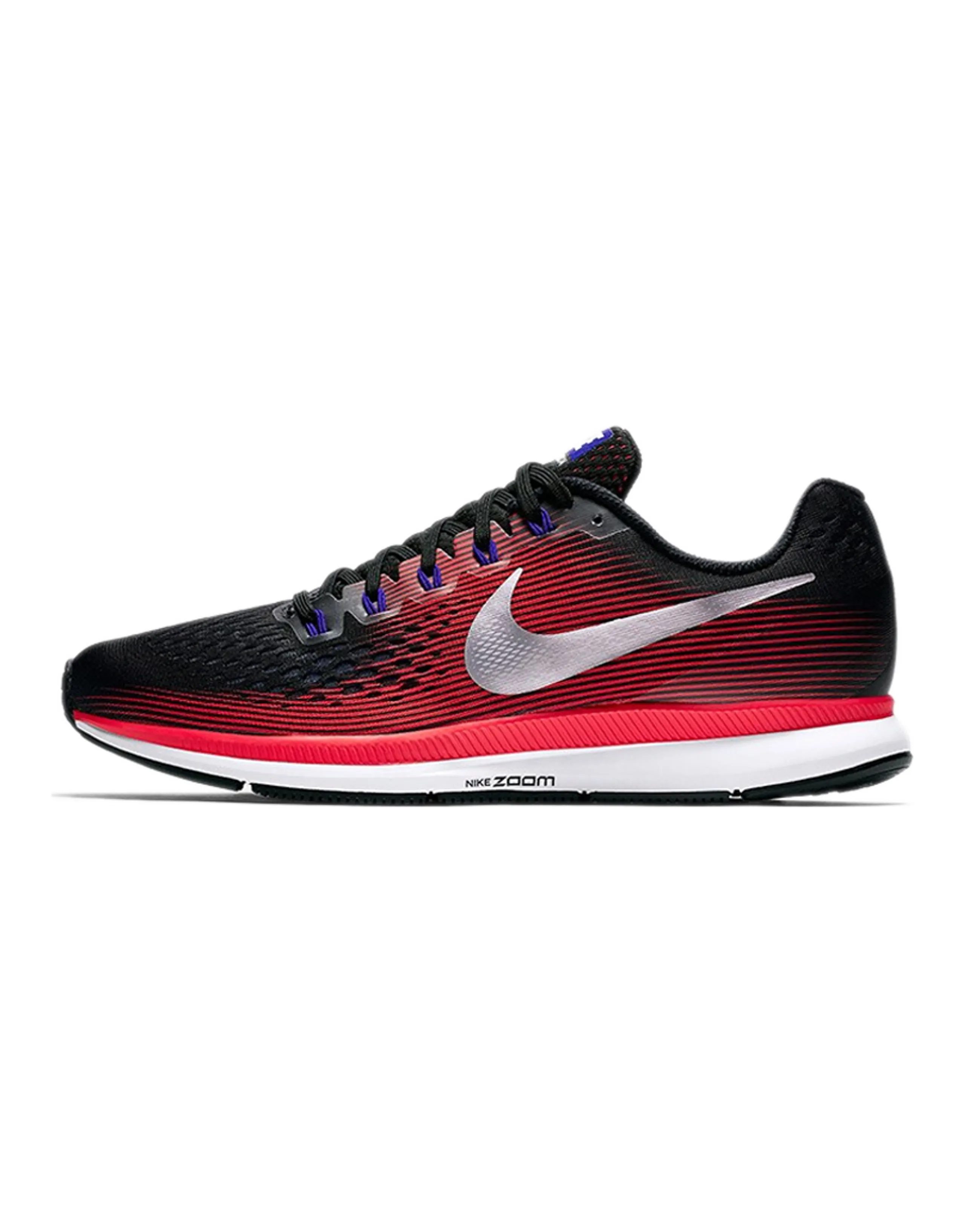 Nike Air Zoom Pegasus 34 Black Metallic Silver Bright Crimson
