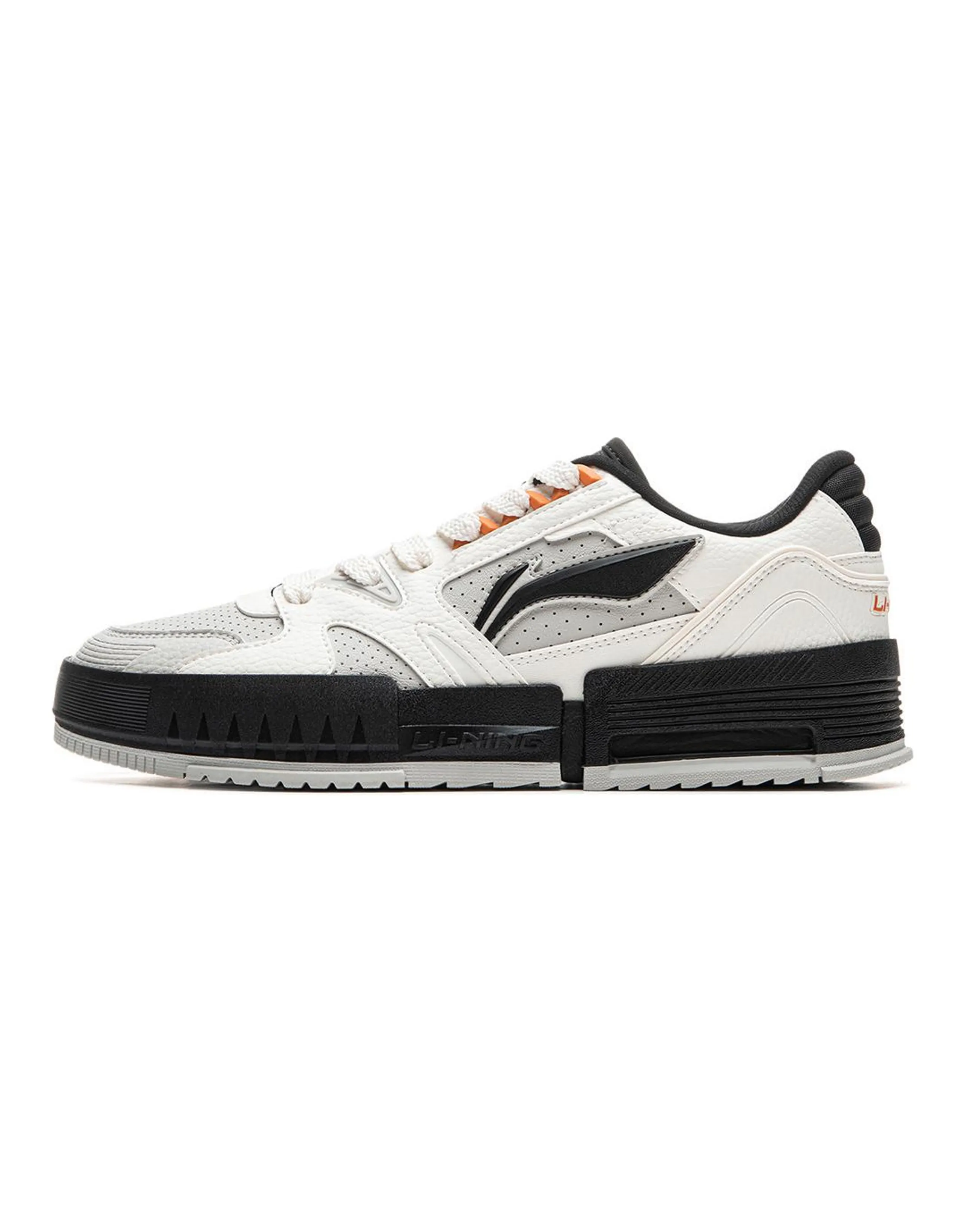 LiNing Li Cheng Slip-Resistant Cushioning Wear-Resistant Low-Top Skateboard Shoes Men's White Black