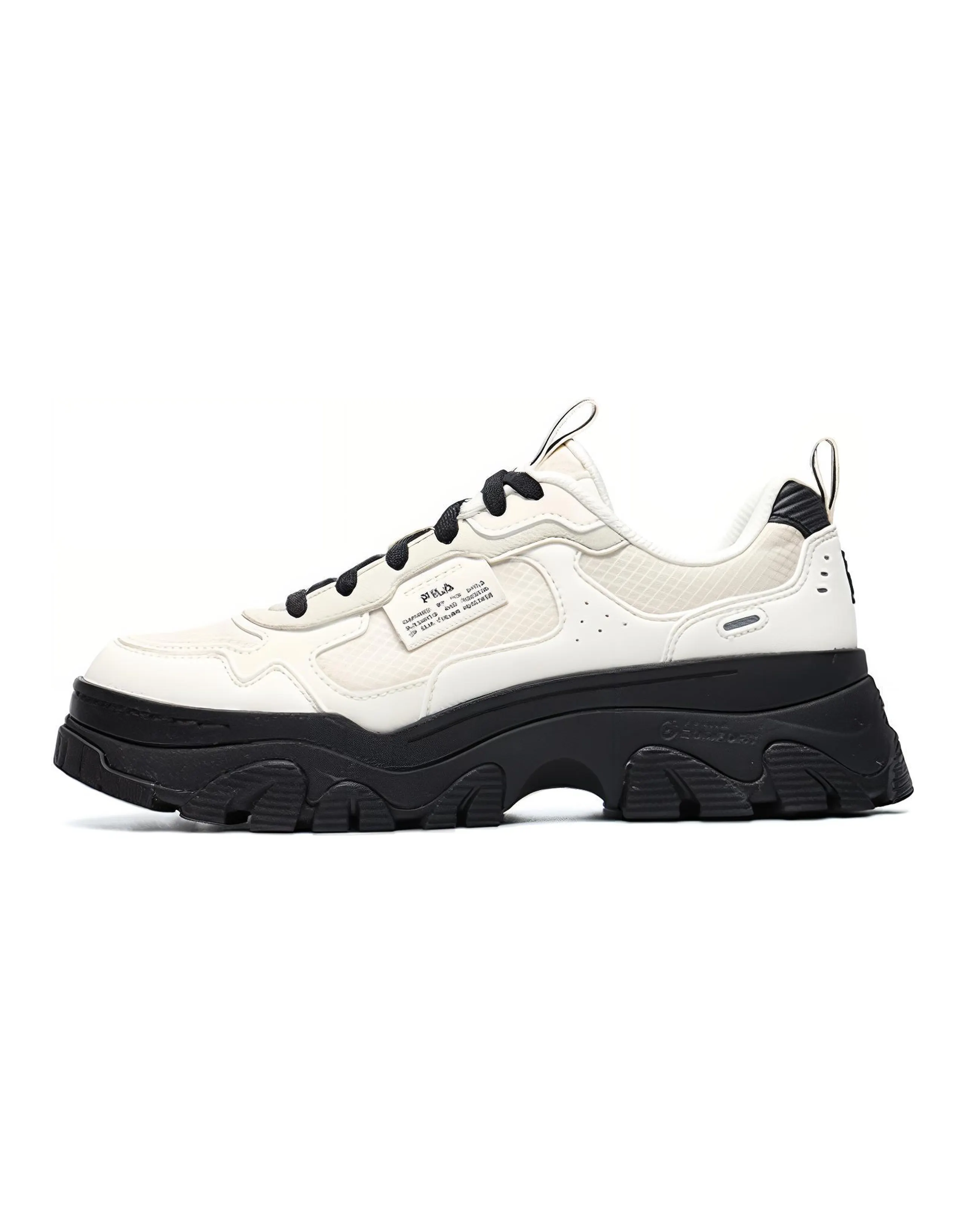FILA HIKE Shock Absorbers Slip Resistant Abrasion Resistant Low top Chunky Sneakers Women's Black White