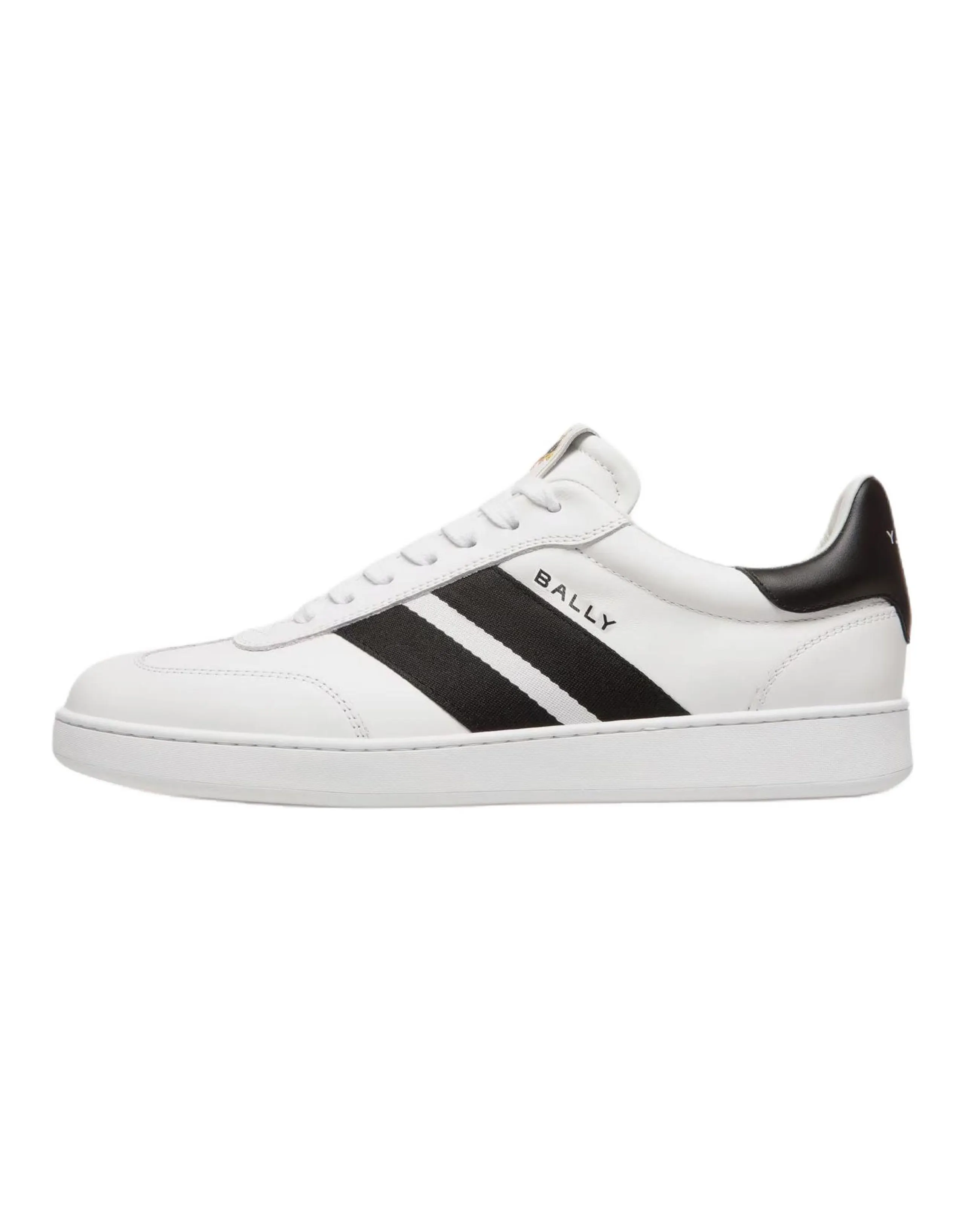 BALLY Calfskin Round-Toe Lace-Up Low-Top Sneakers Men's White