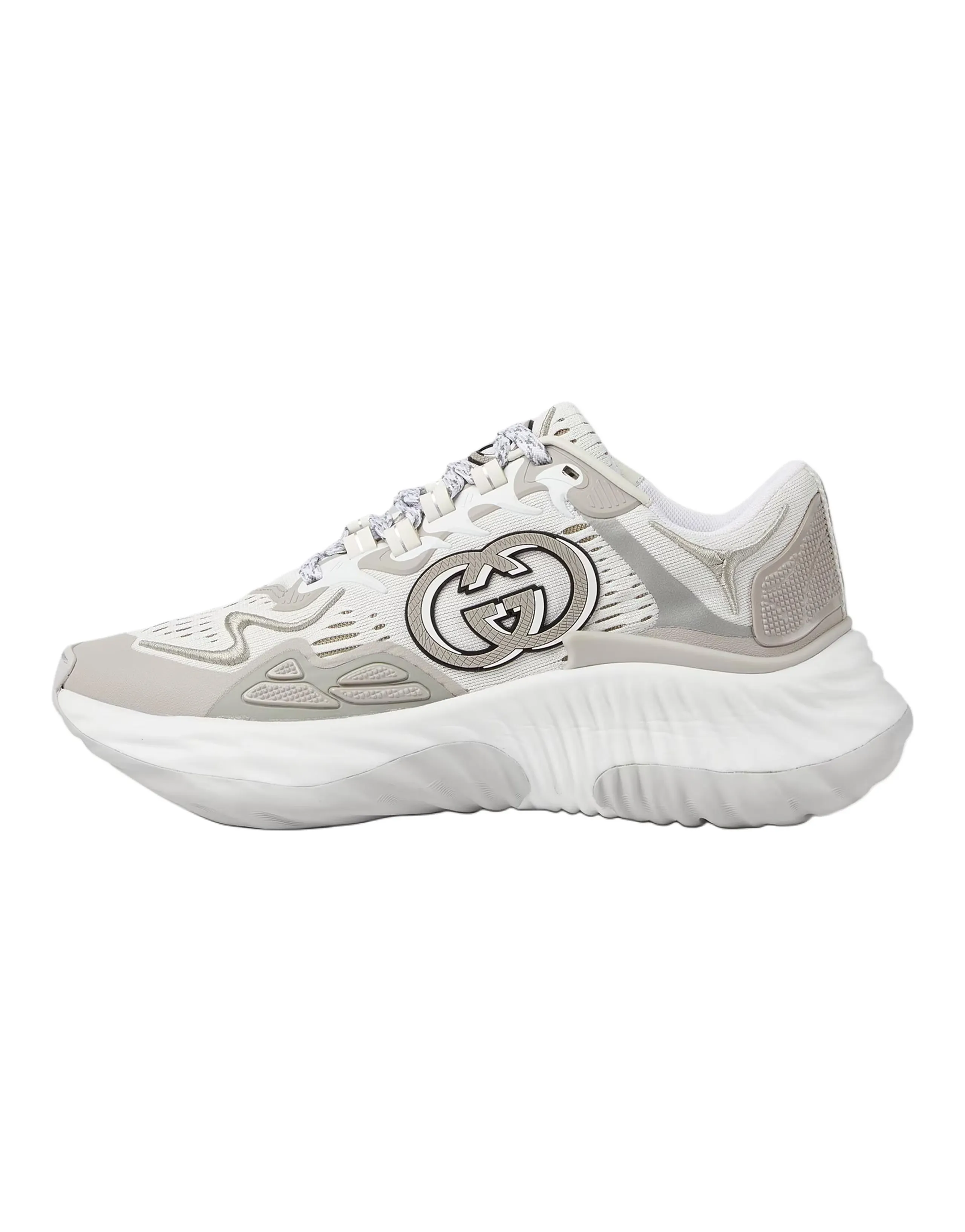 GUCCI Ripple Low-Top Casual Shoes 6.5cm Women's Gray White