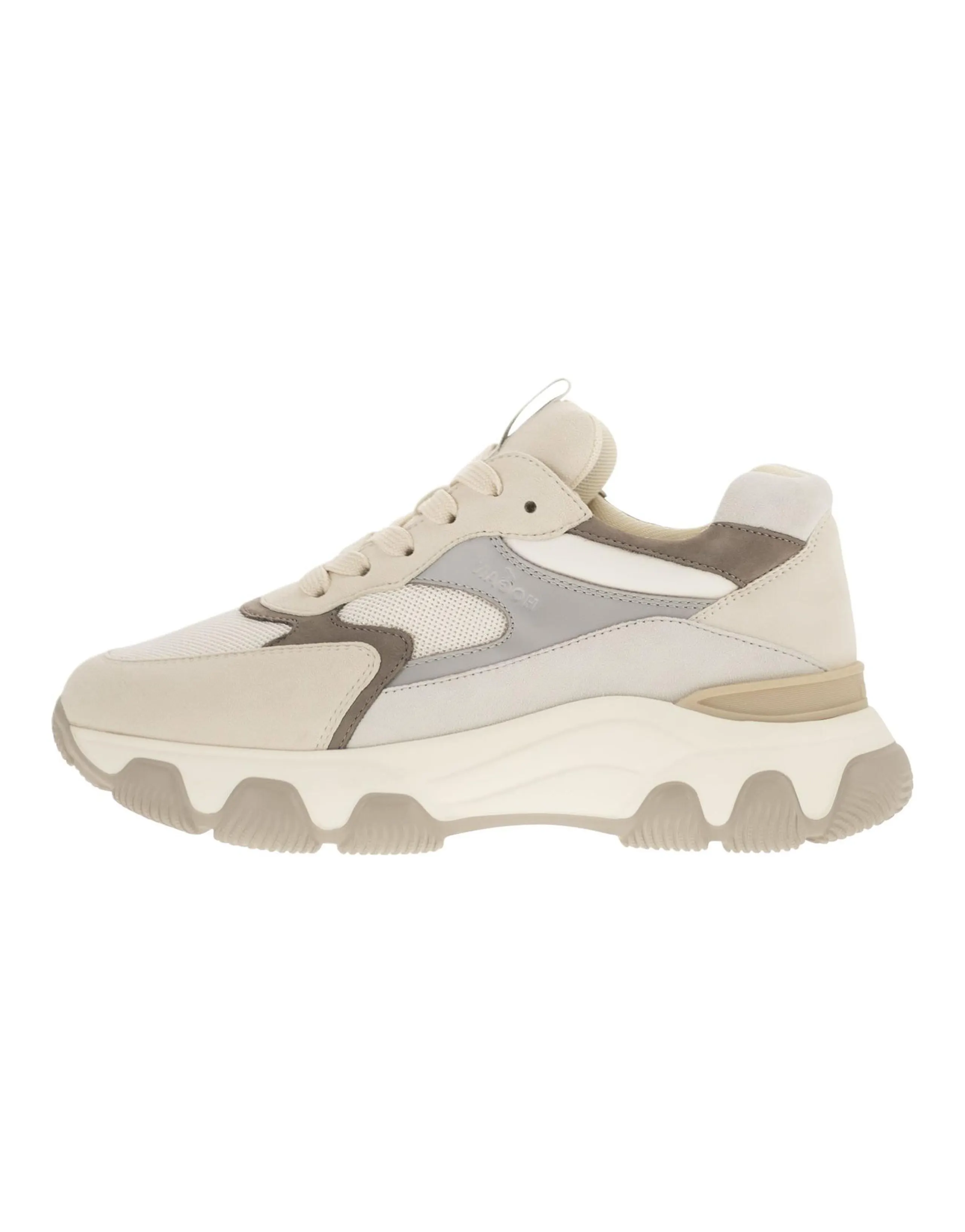 HOGAN Hyperactive Leather Round Toe Platform Low-Top Casual Lifestyle Shoes Women's Beige
