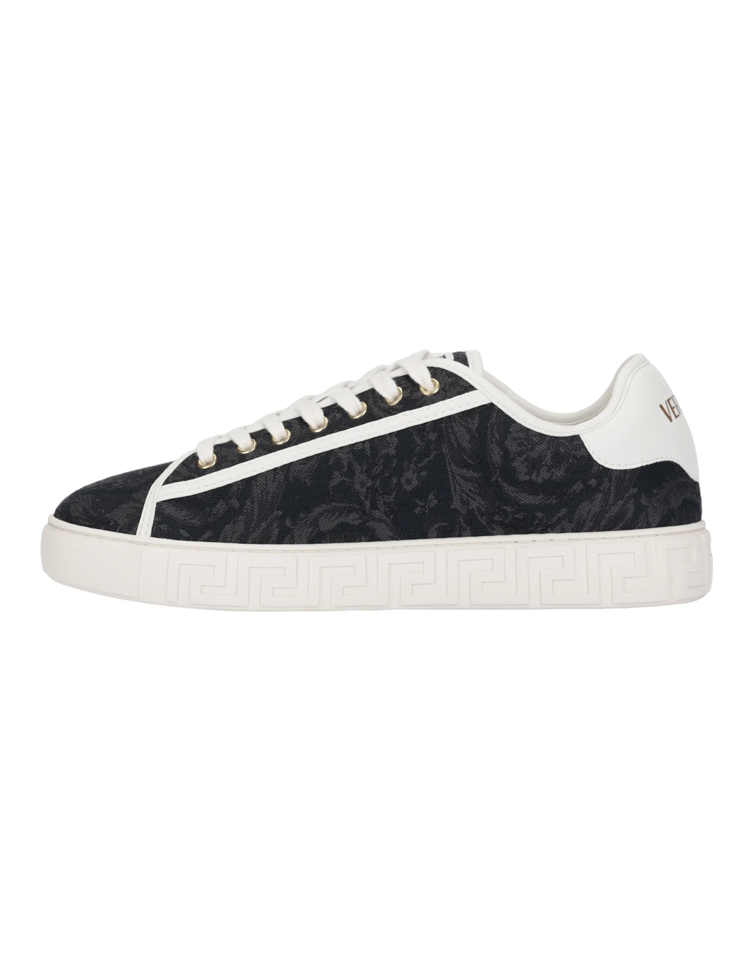 VERSACE Barocco Round Toe Flat Low-Top Sneakers Men's Black