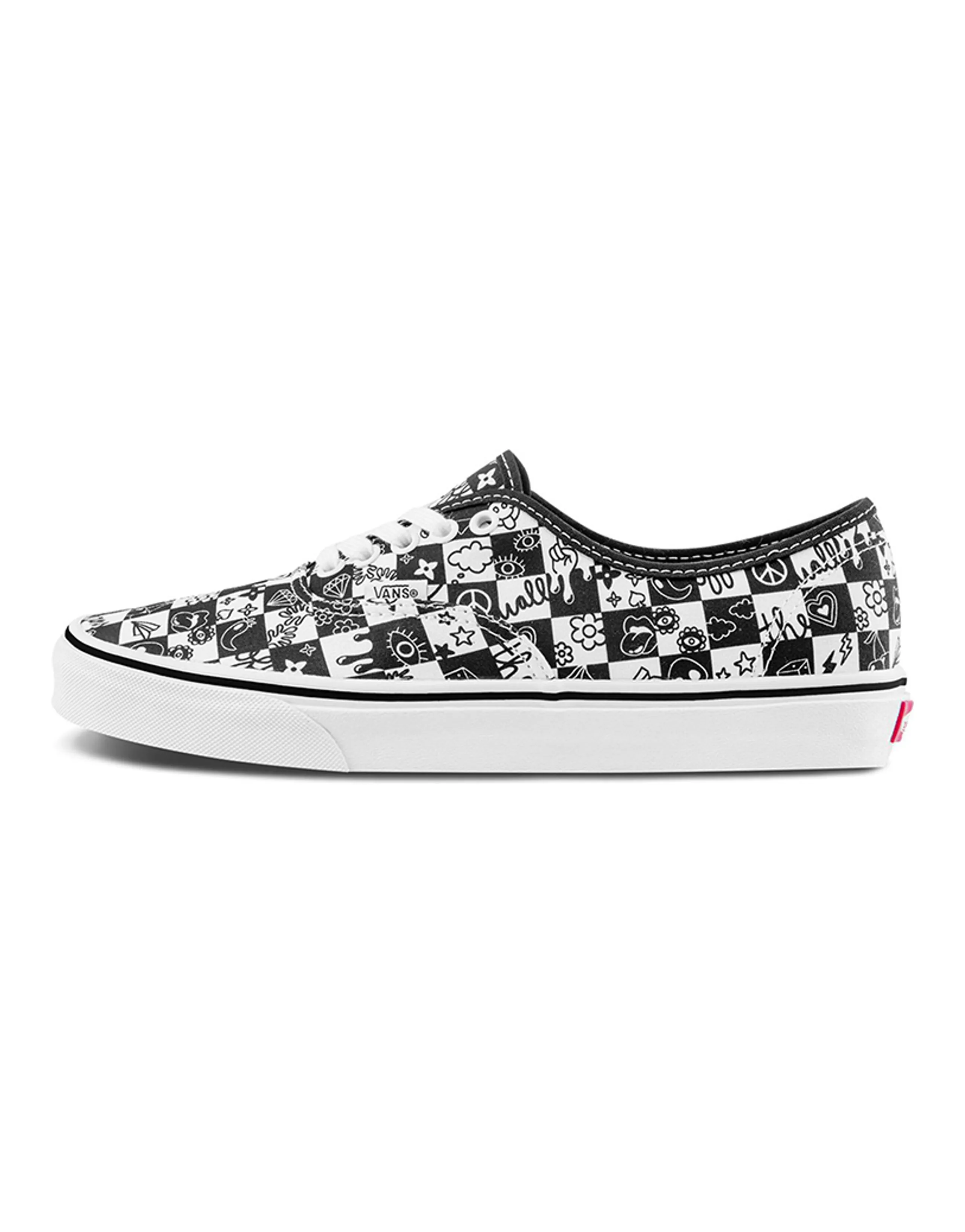 Vans Authentic Retro Casual Skate Shoes Unisex Black White Grid Printing