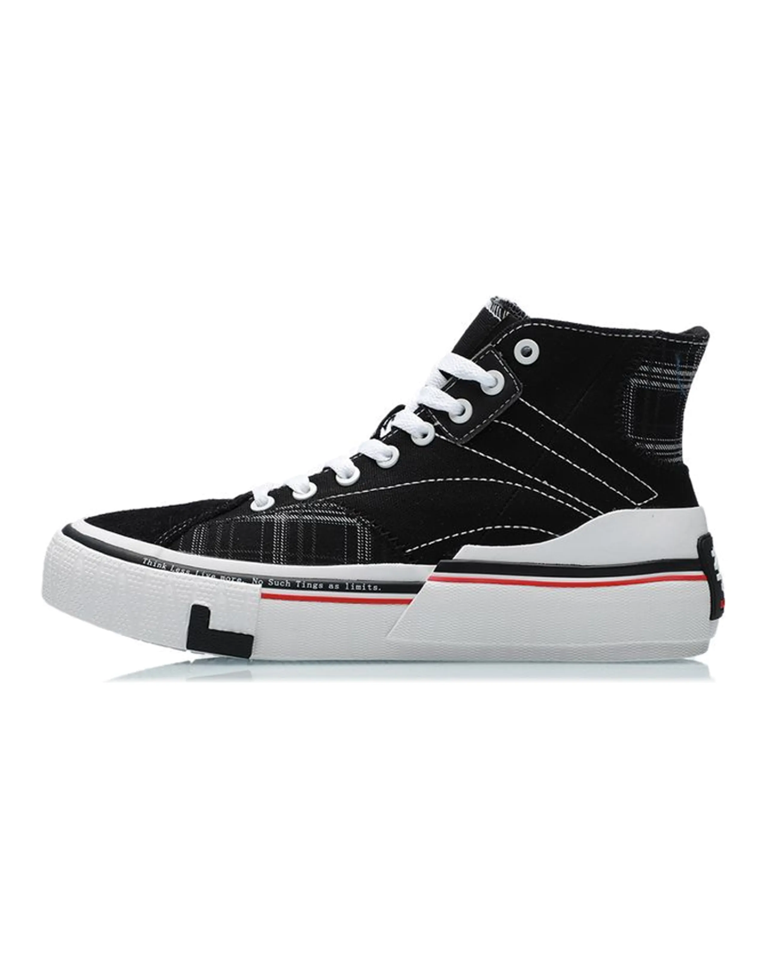 LiNing Wave Skateboard Shoes Women's High-Top Black/White