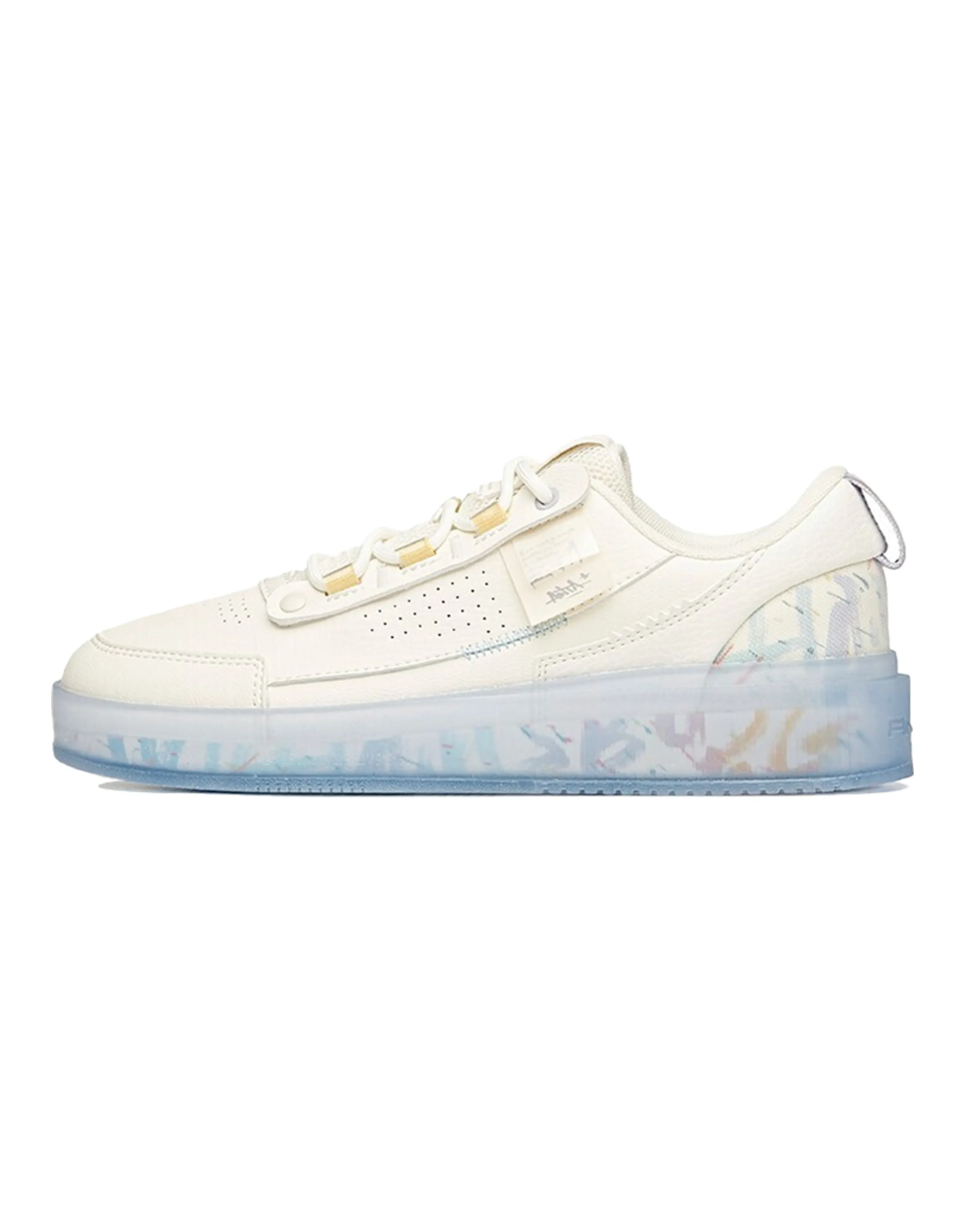 ANTA Life Collection Skateboard Shoes Women's Low-Top Ivory White/Light Purple Gray