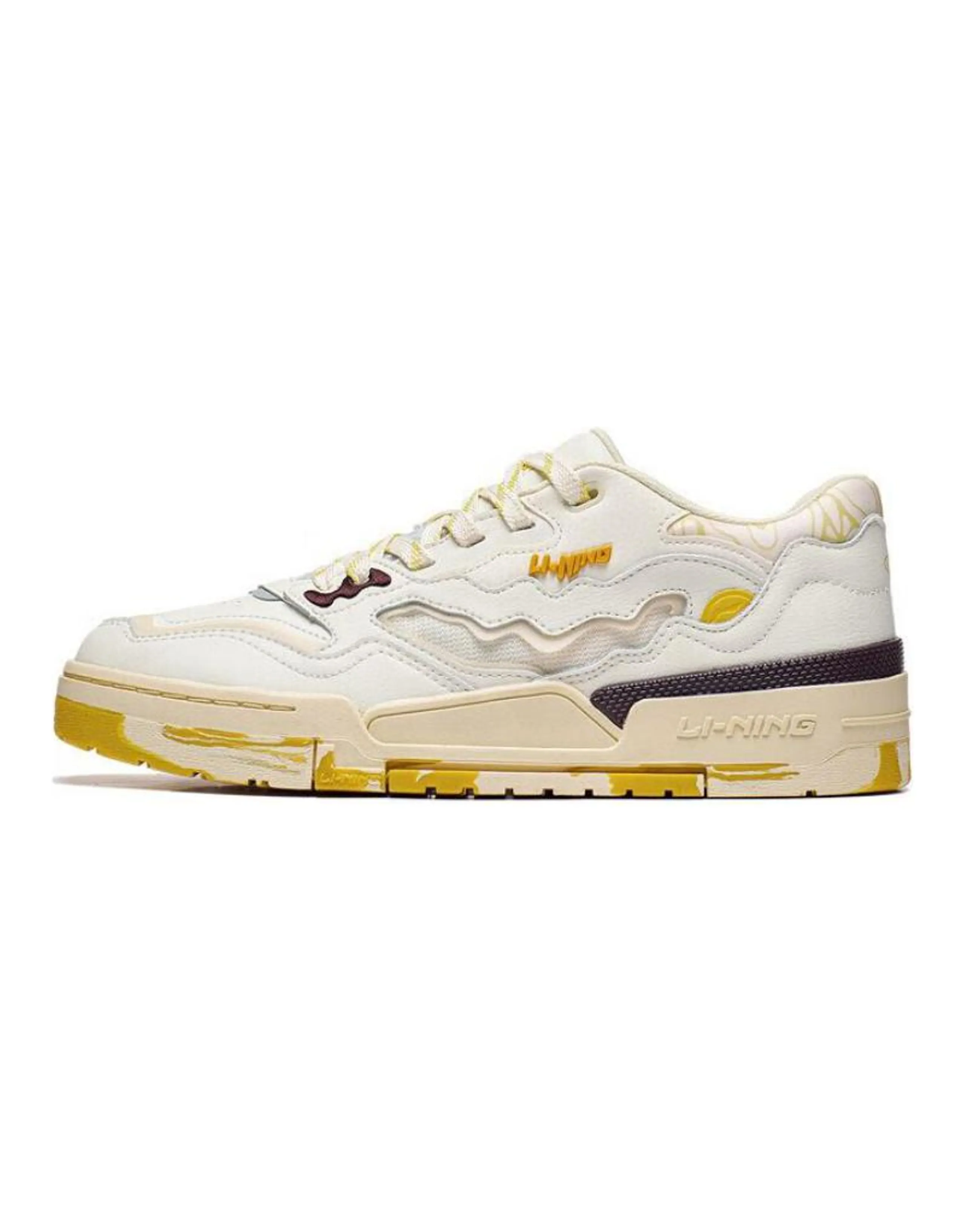 LINING 001 BTC Skateboard Shoes Men Low-Top White Yellow