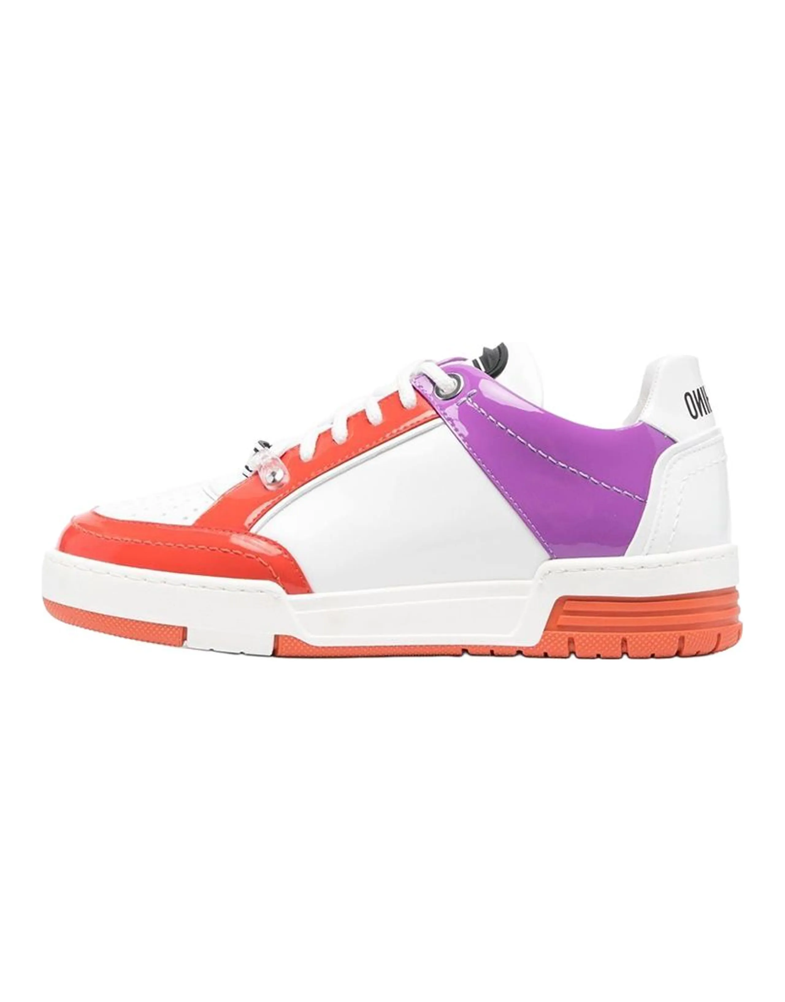 MOSCHINO Leather Low-Top Lace-Up Fashion Sneakers Women's White Purple