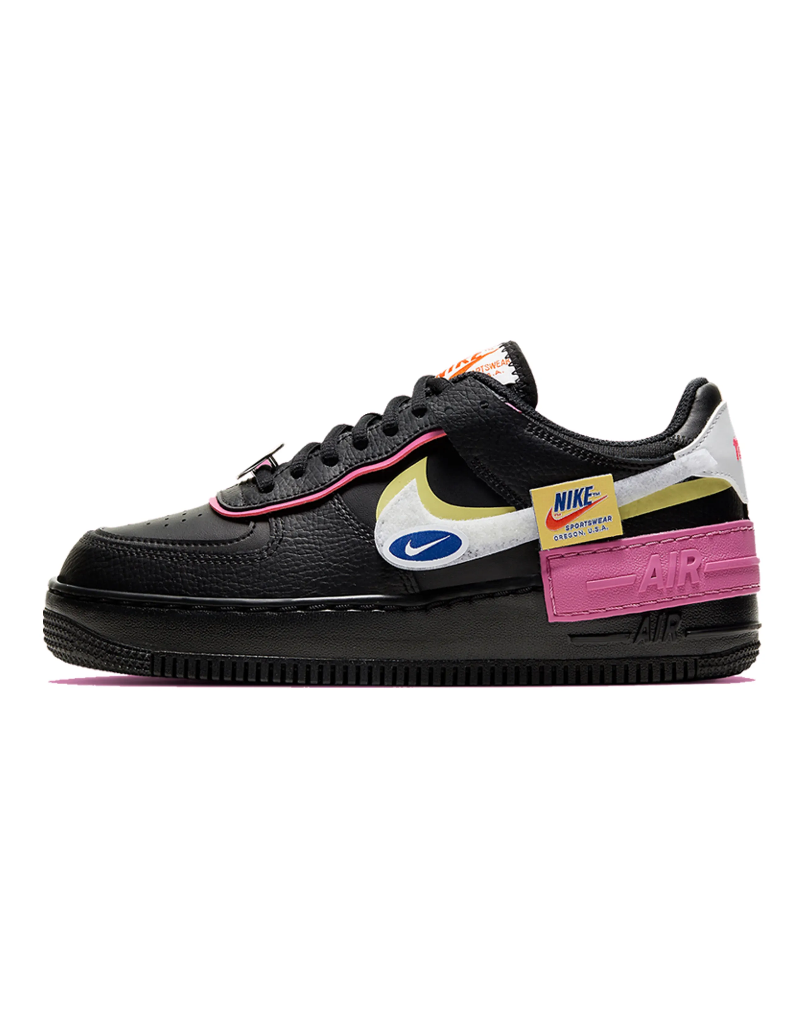 Nike Air Force 1 Low Shadow Removable Patches Black Pink Women's