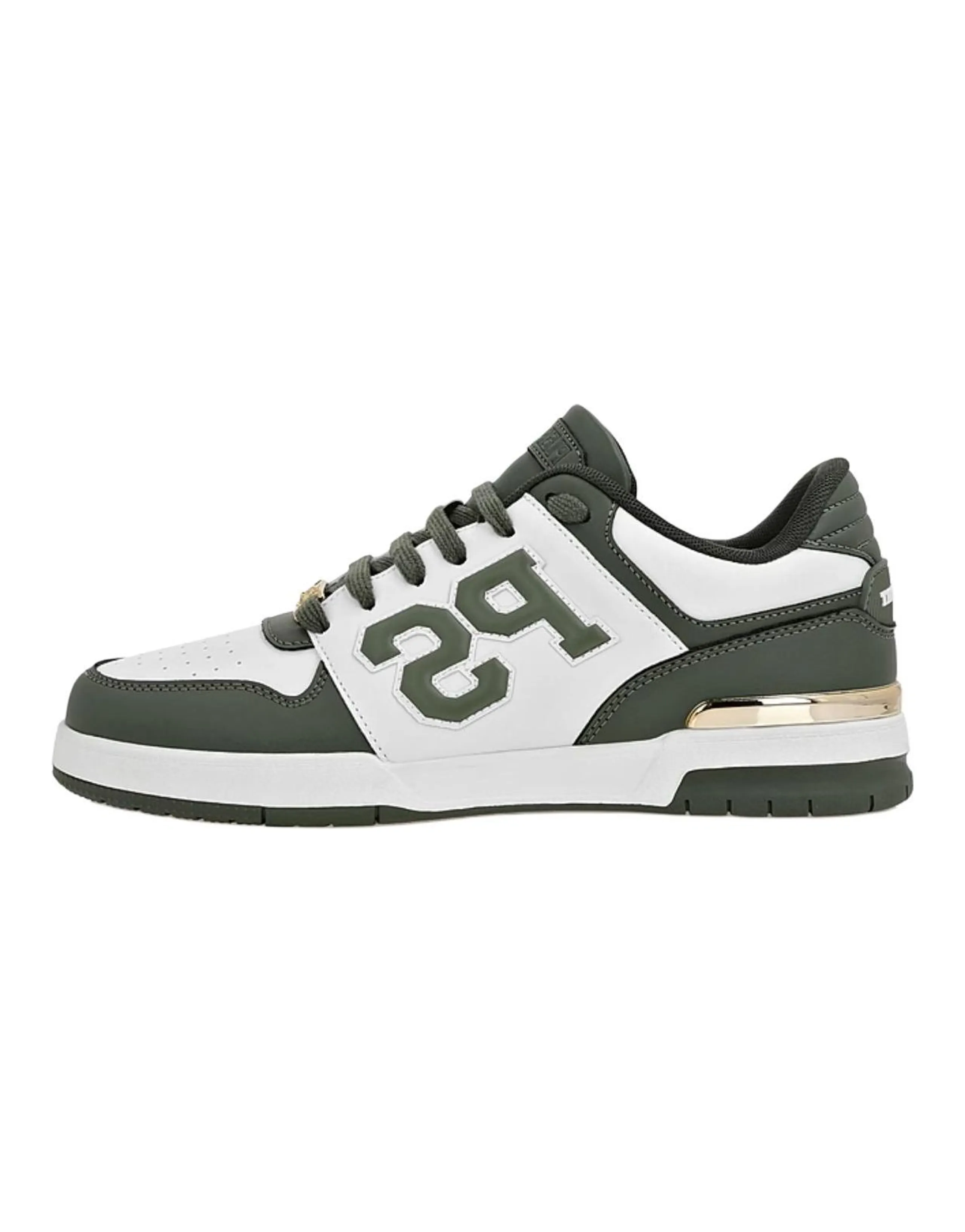 PHILIPP PLEIN Round-Toe Lace-Up Low-Top Sneakers Unisex Olive Green