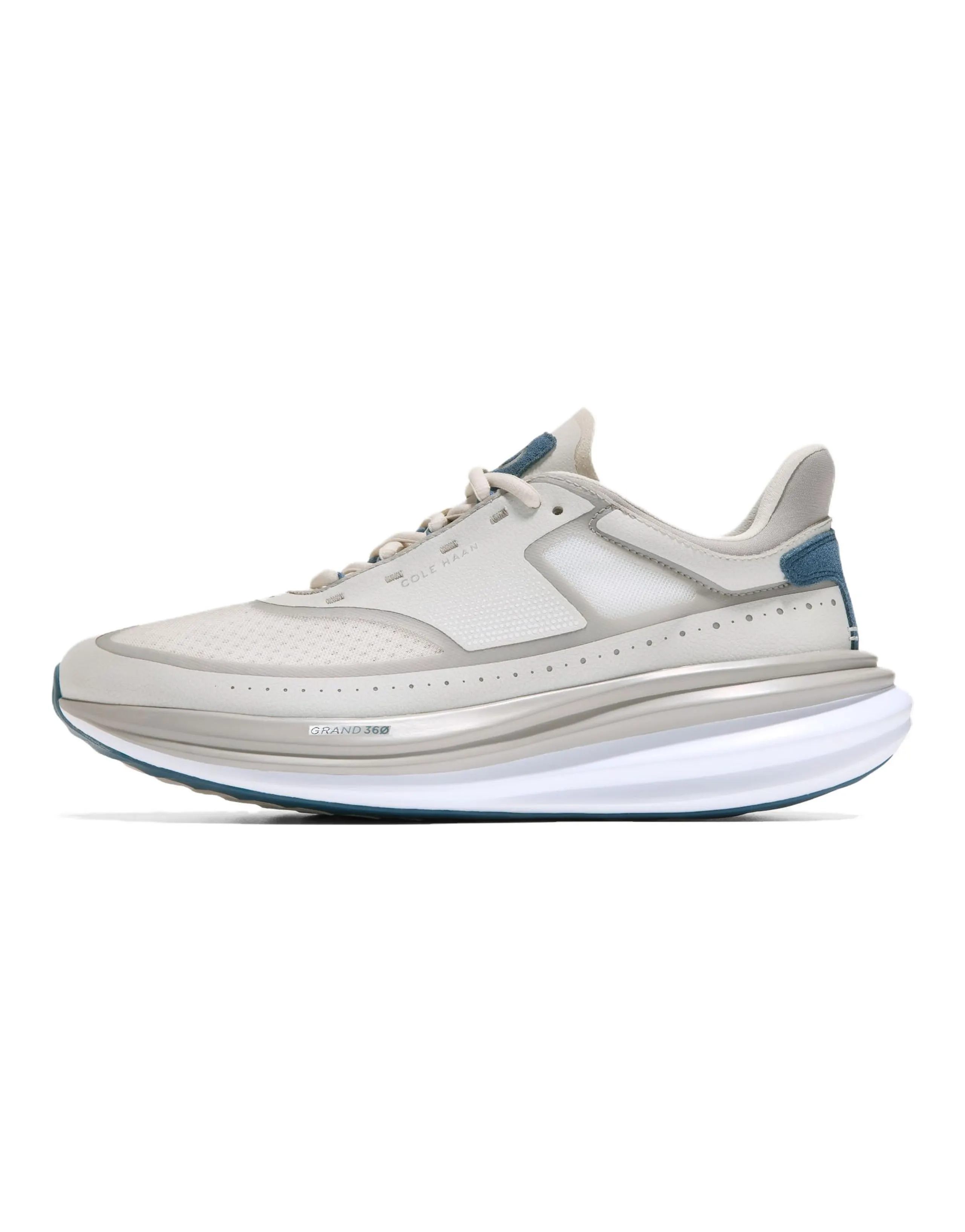 COLE HAAN Polyester Cow Leather Comfortable Simple Round Toe Thick Sole Low-Top Casual Shoes Men's Grey