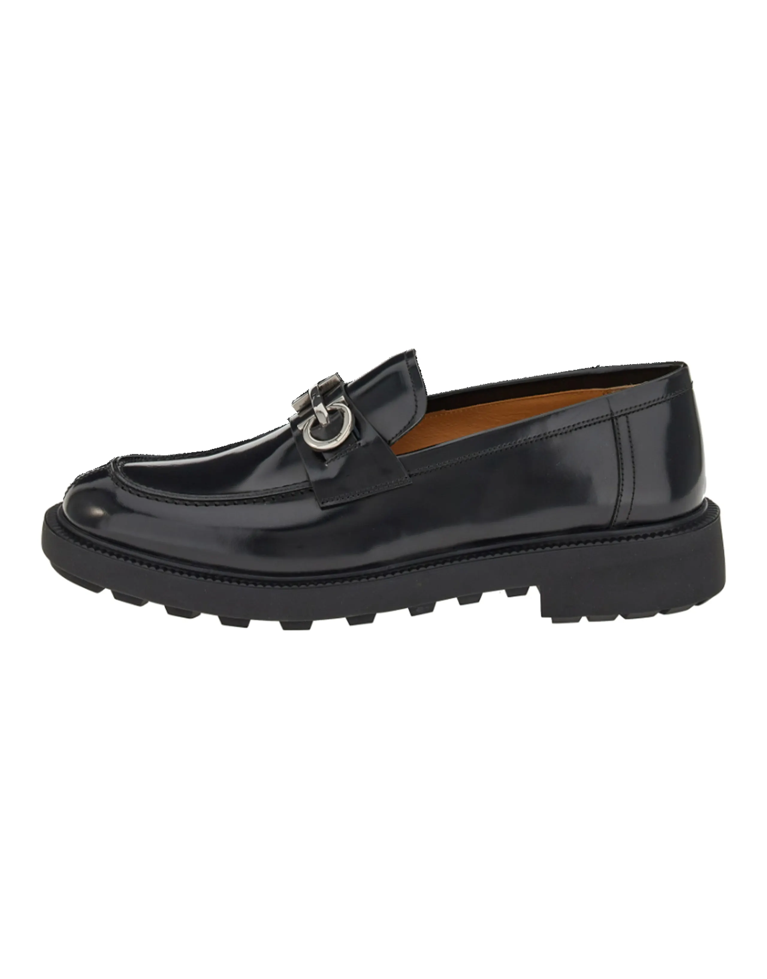 FERRAGAMO Gancini-plaque Leather Loafers
