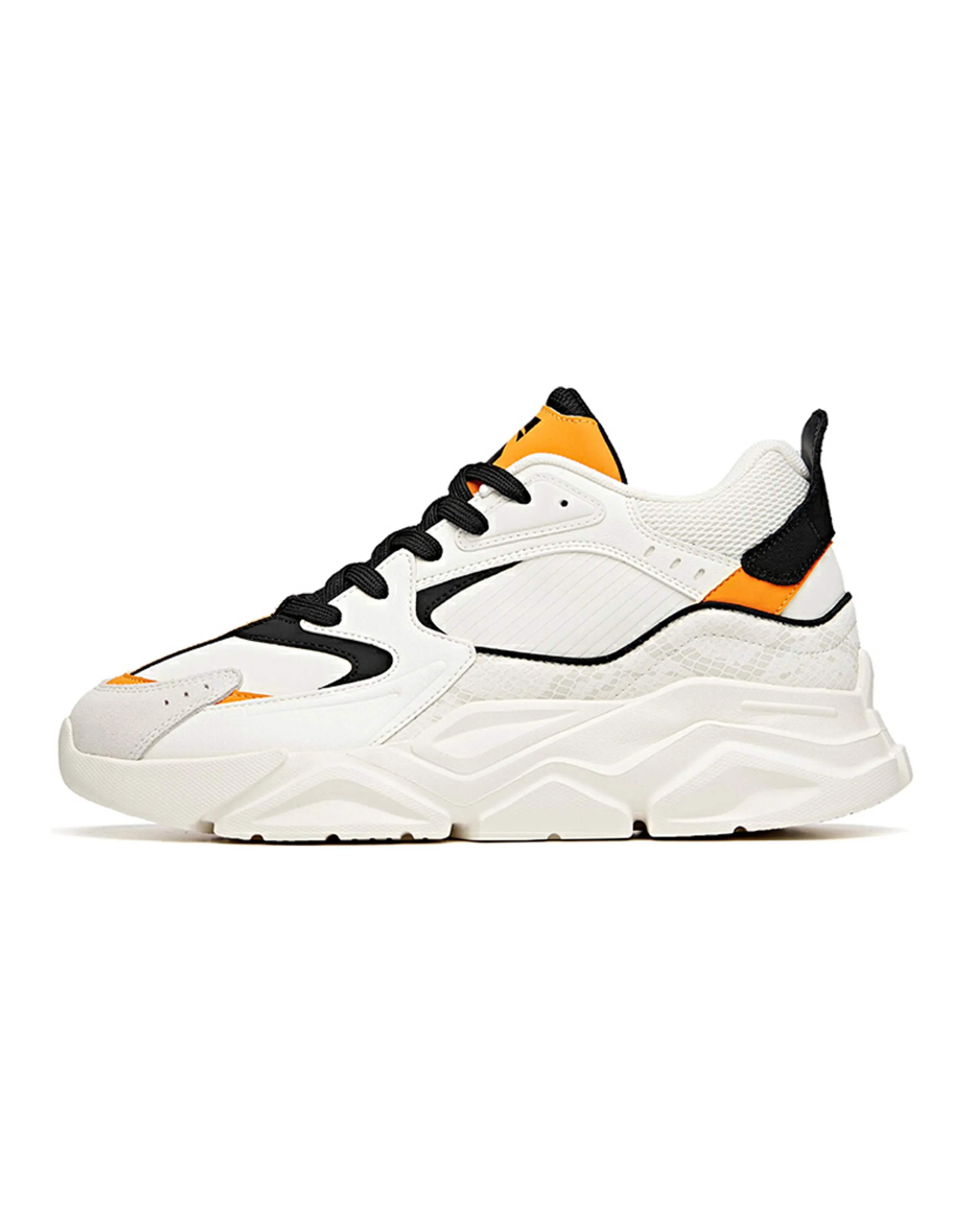 Anta Life Collection Breathable Wear-Resistant Slip-Resistant Low-Top Chunky Sneakers Men's Black White Yellow