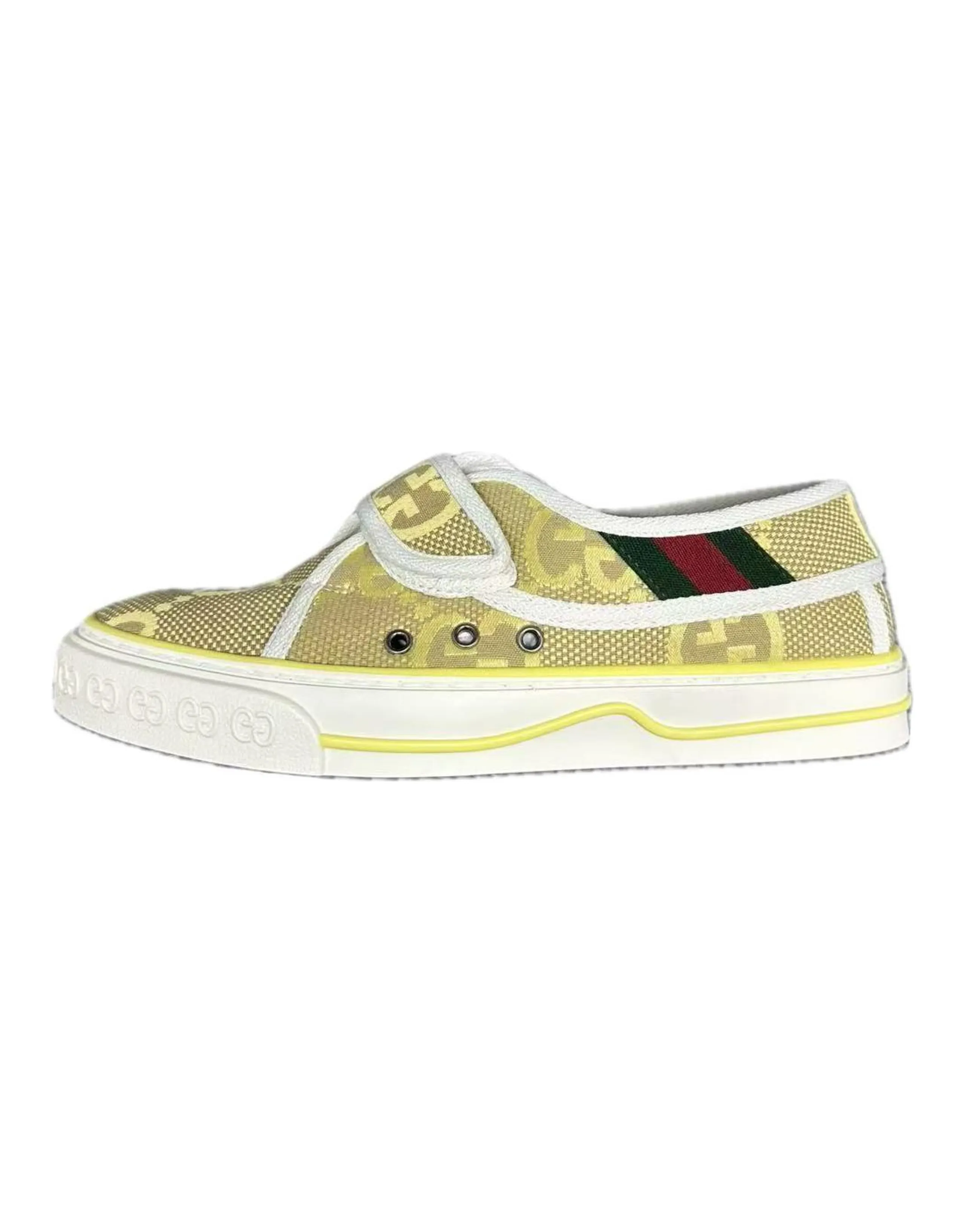 GUCCI Tennis 1977 Canvas Round Toe Velcro Casual Low-Top Sneakers Women's Yellow