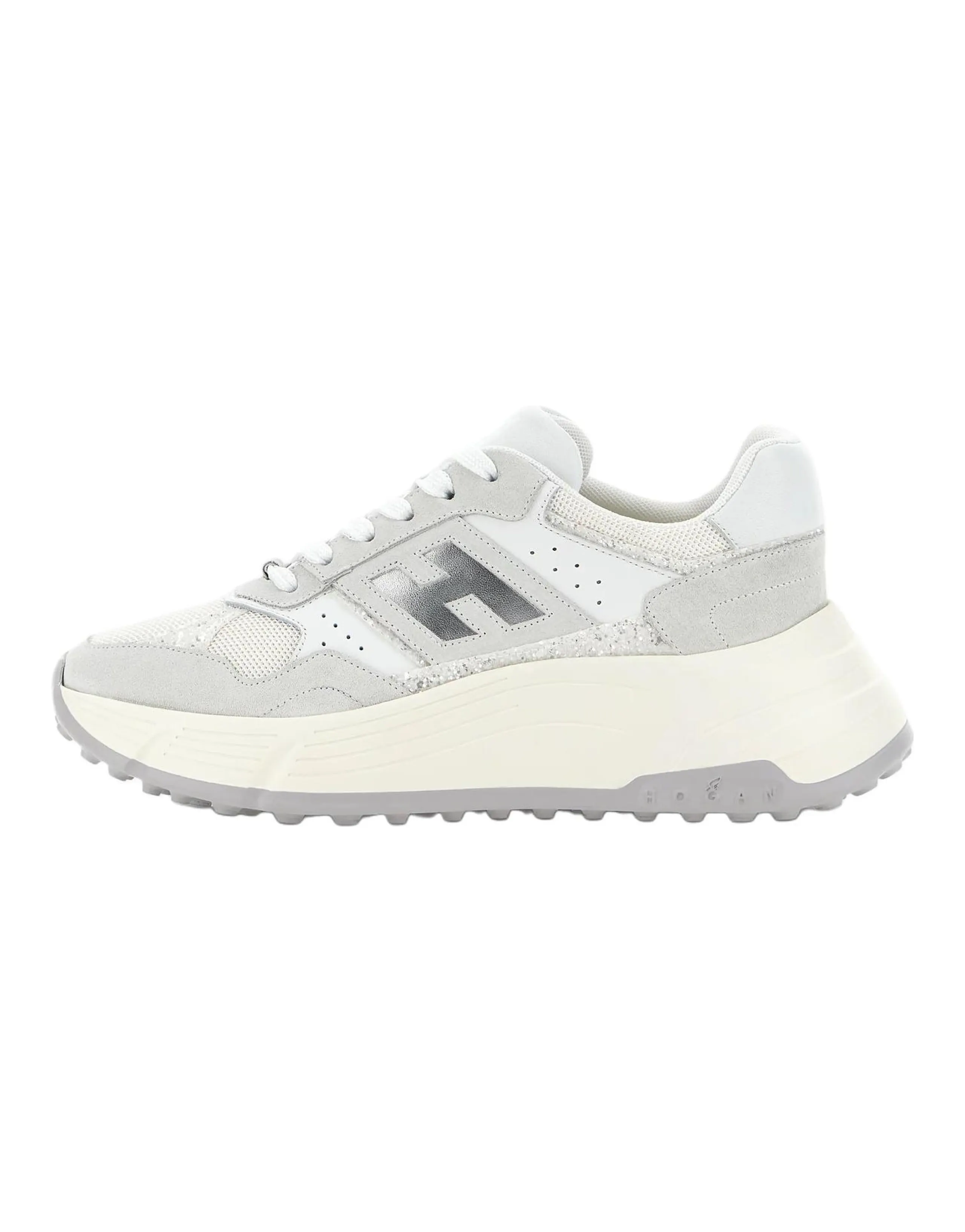 HOGAN Hi-Fi Suede Lace-Up Round-Toe Low-Top Casual Shoes Women's White