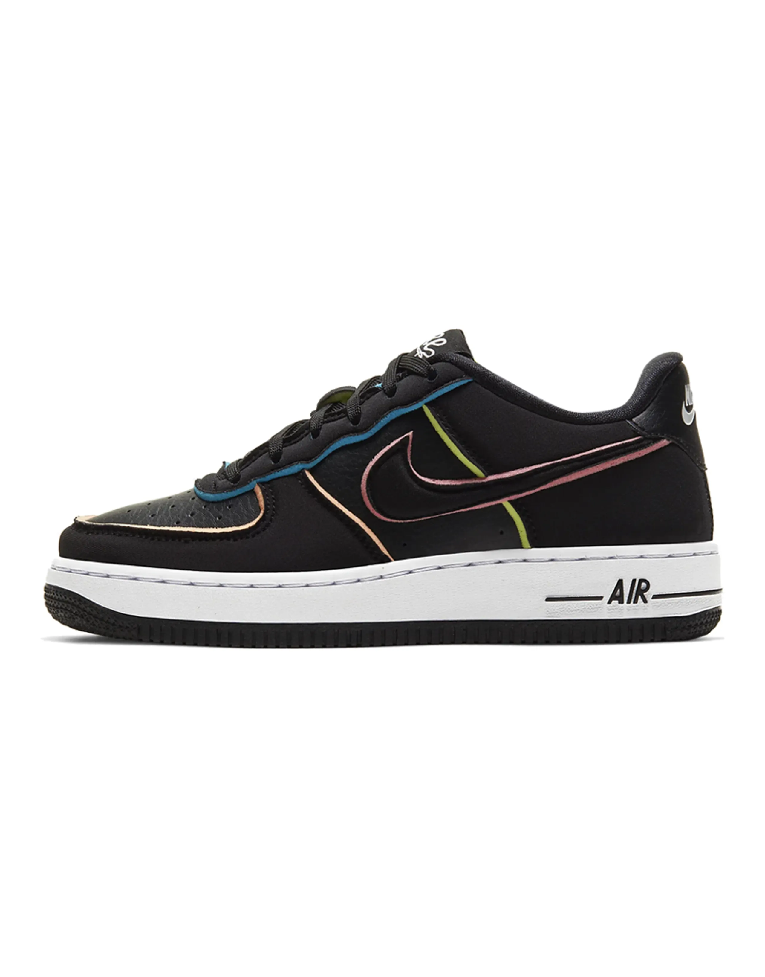 Nike Air Force 1 Low Black Pink Barely Volt GS