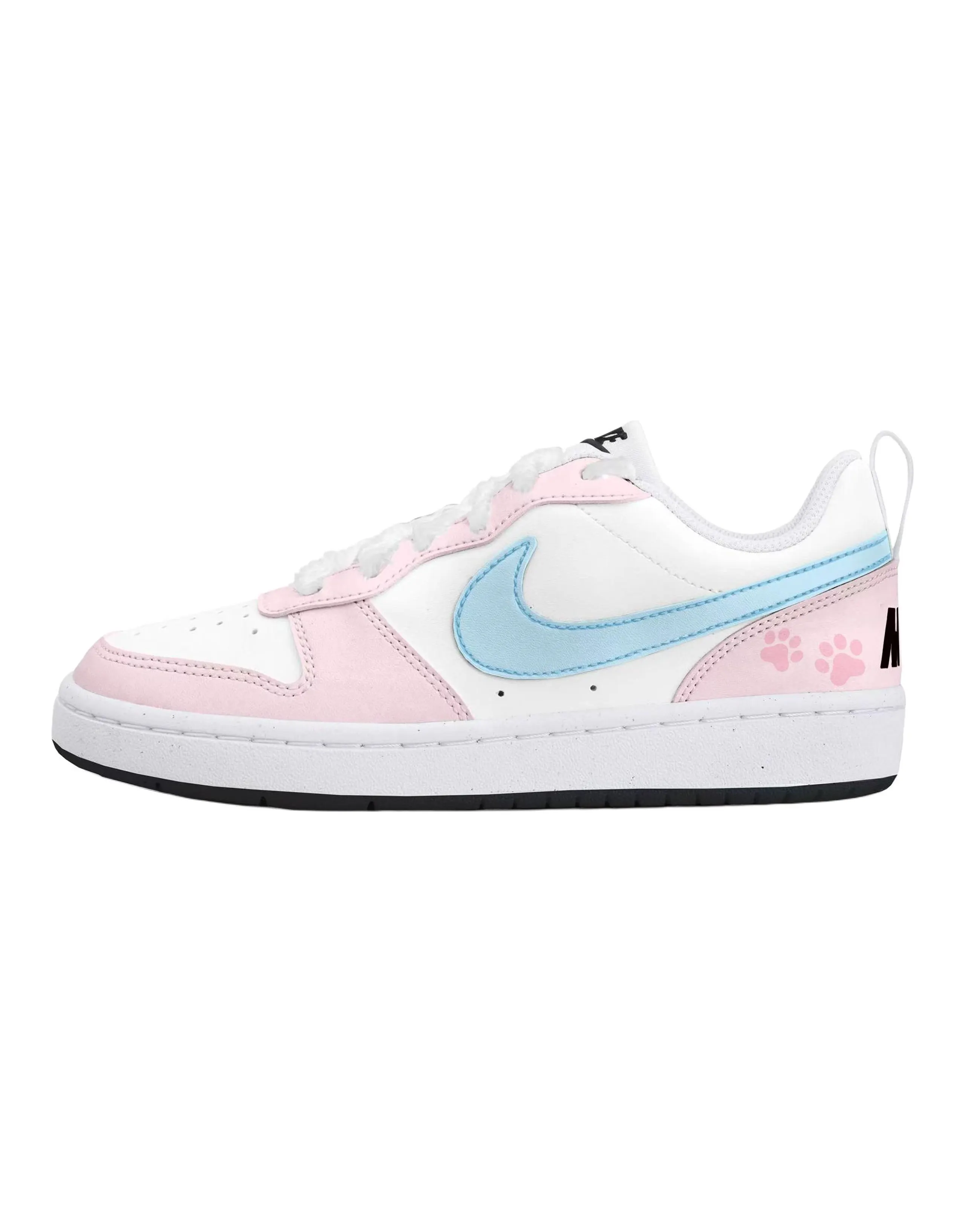 Custom Nike Court Borough 'OKHR Blue Check Pink Print' Low-Top Sneakers Women's Blue Pink