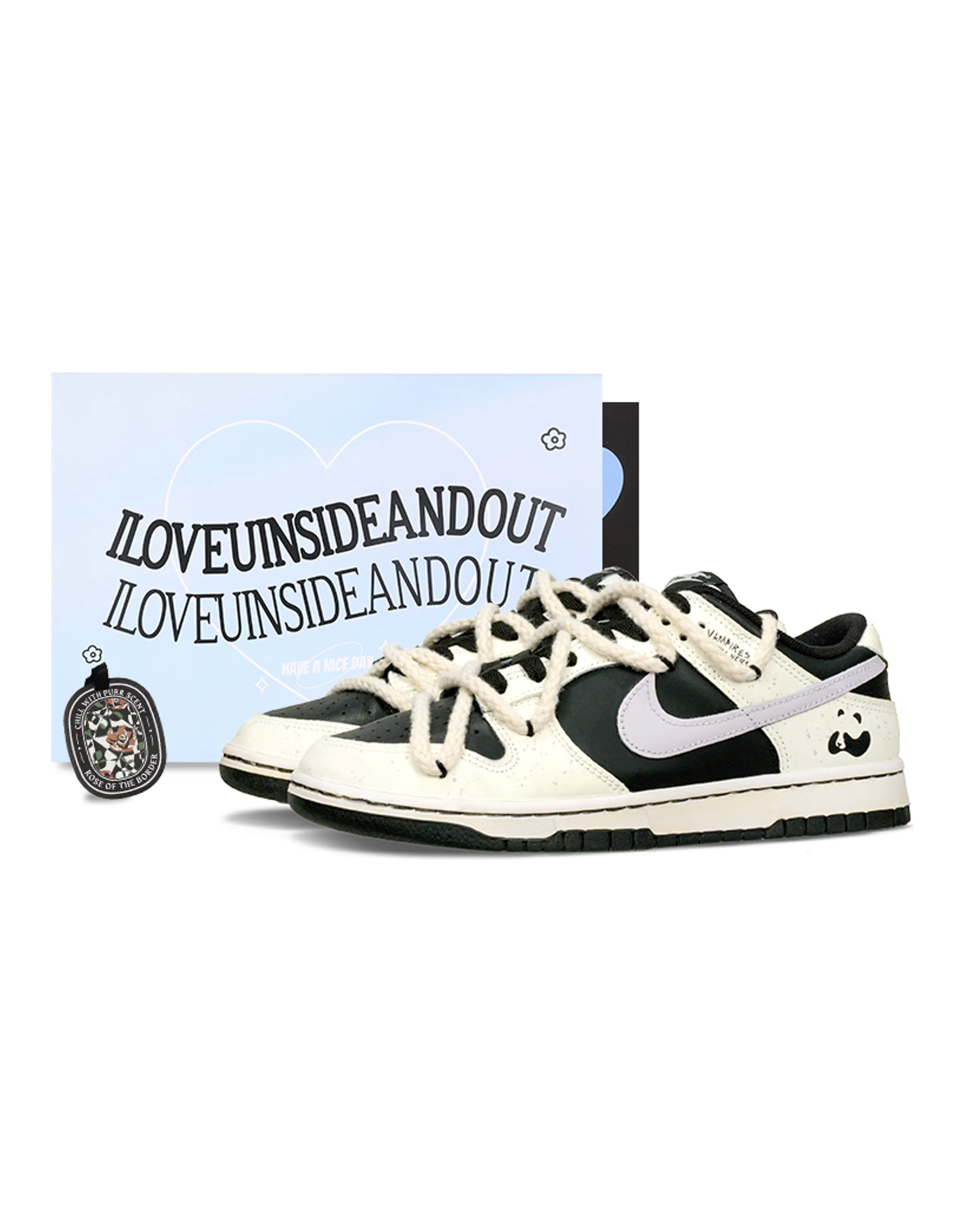 Nike Dunk Red Panda Anti-Slip And Wear-Resistant Lightweight Low-Top Skateboard Shoes GS Black White