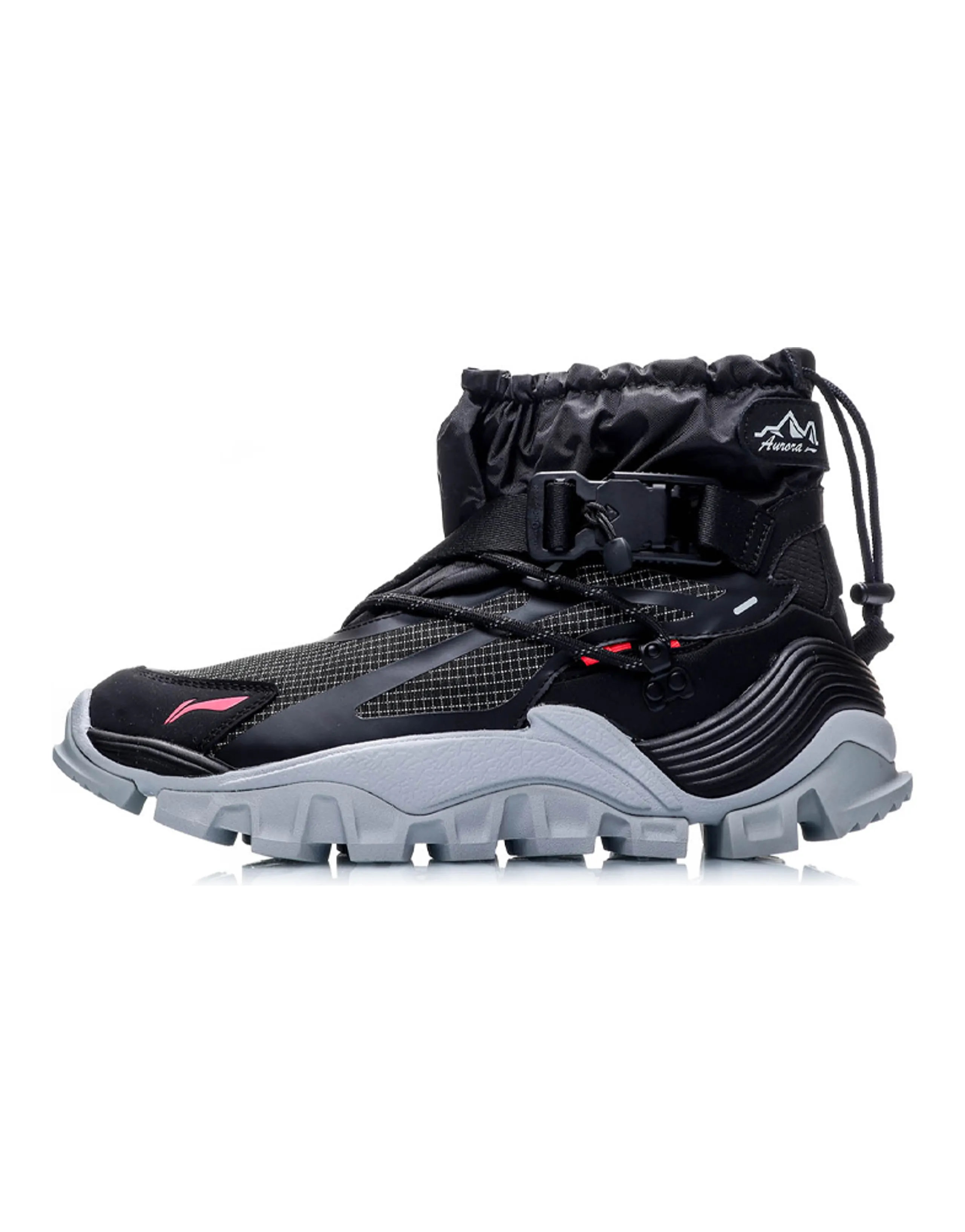 LiNing Aurora Mountain Travel Anti-Slip Wear-Resistant And Coverage Warm High-Top Casual Shoes Men's Black