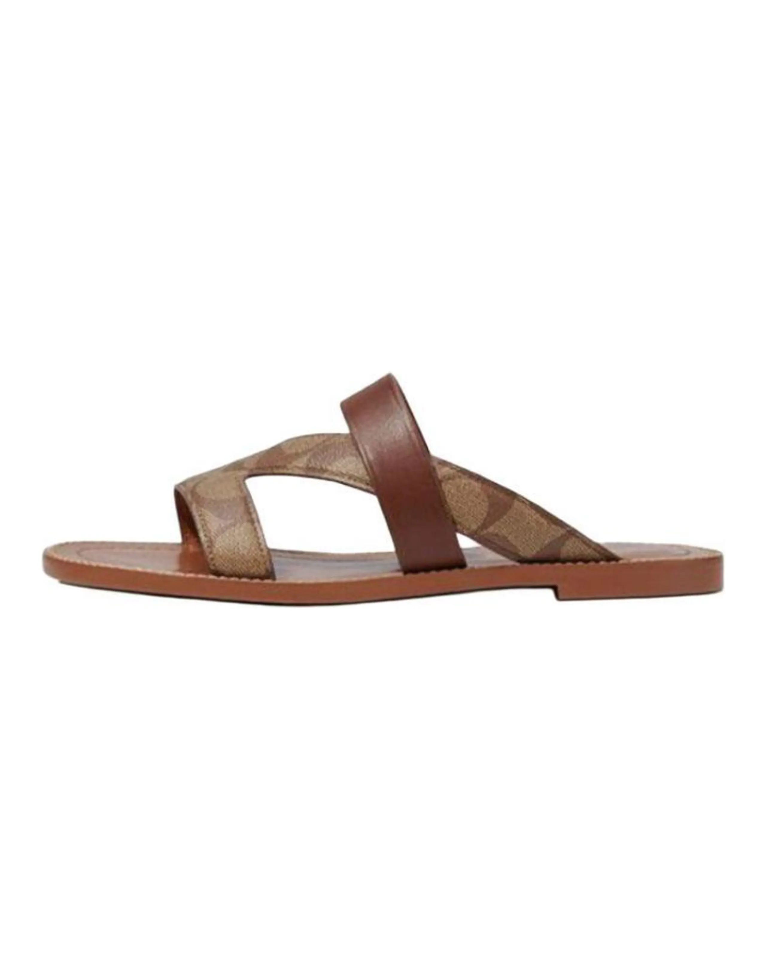COACH Harlan Synthetic Leather Open-Toe Flat Anti-Bacterial Slide Sandals Women's Brown