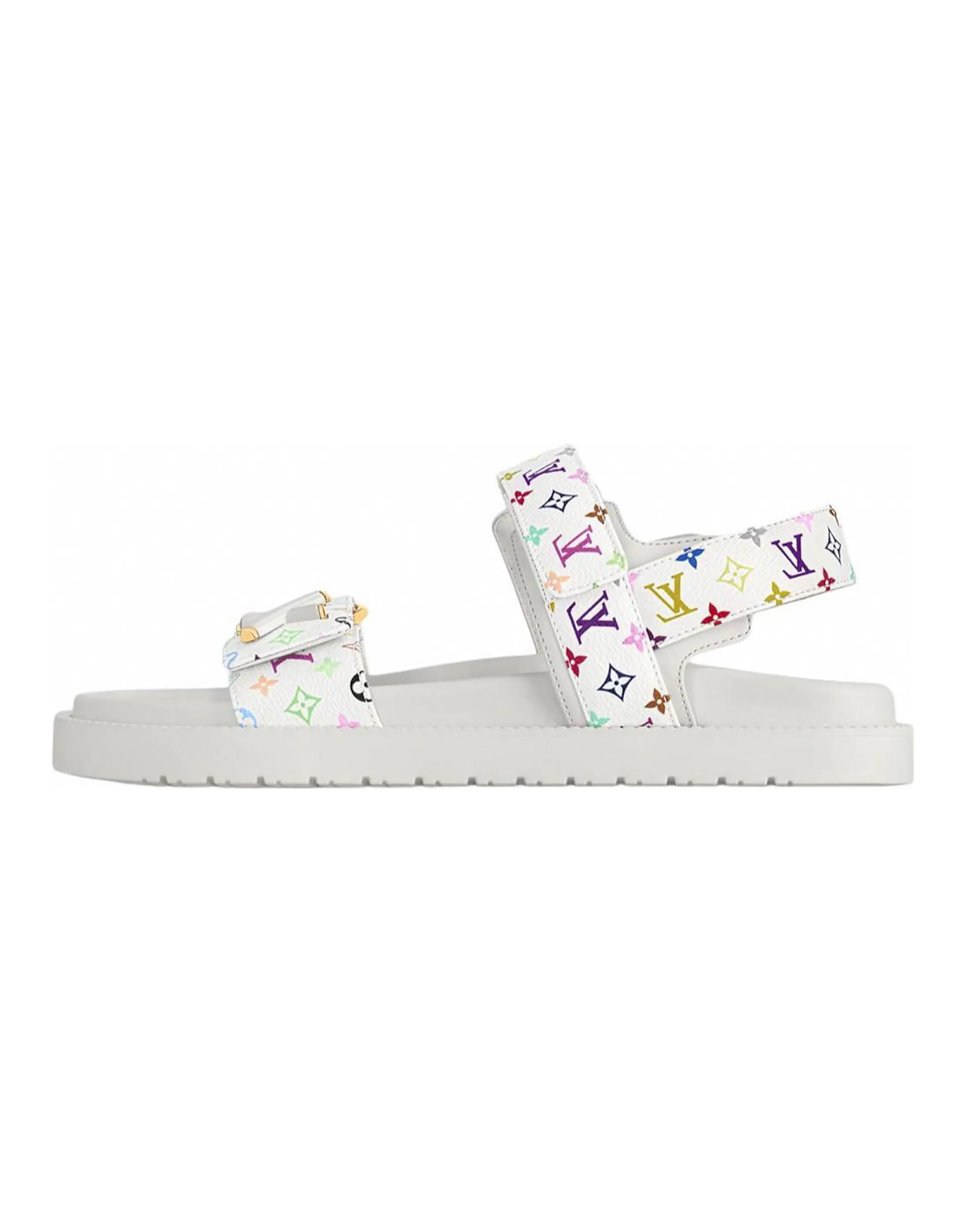 LOUIS VUITTON Lv Sunset Flat Comfort Sandal Takashi Murakami White Women's