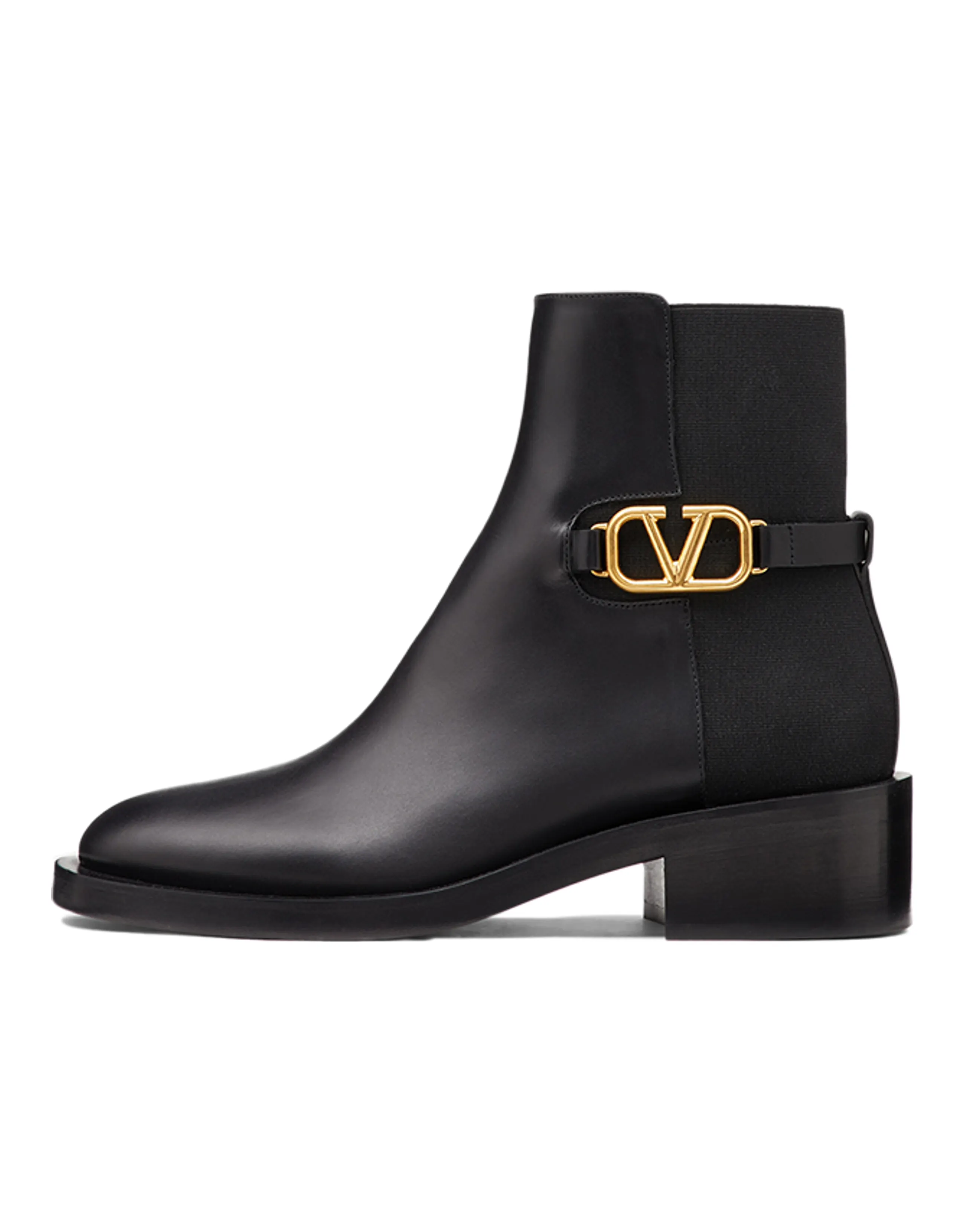 Valentino VLogo Signature Round Toe Zipper Ankle Boots Women's Black