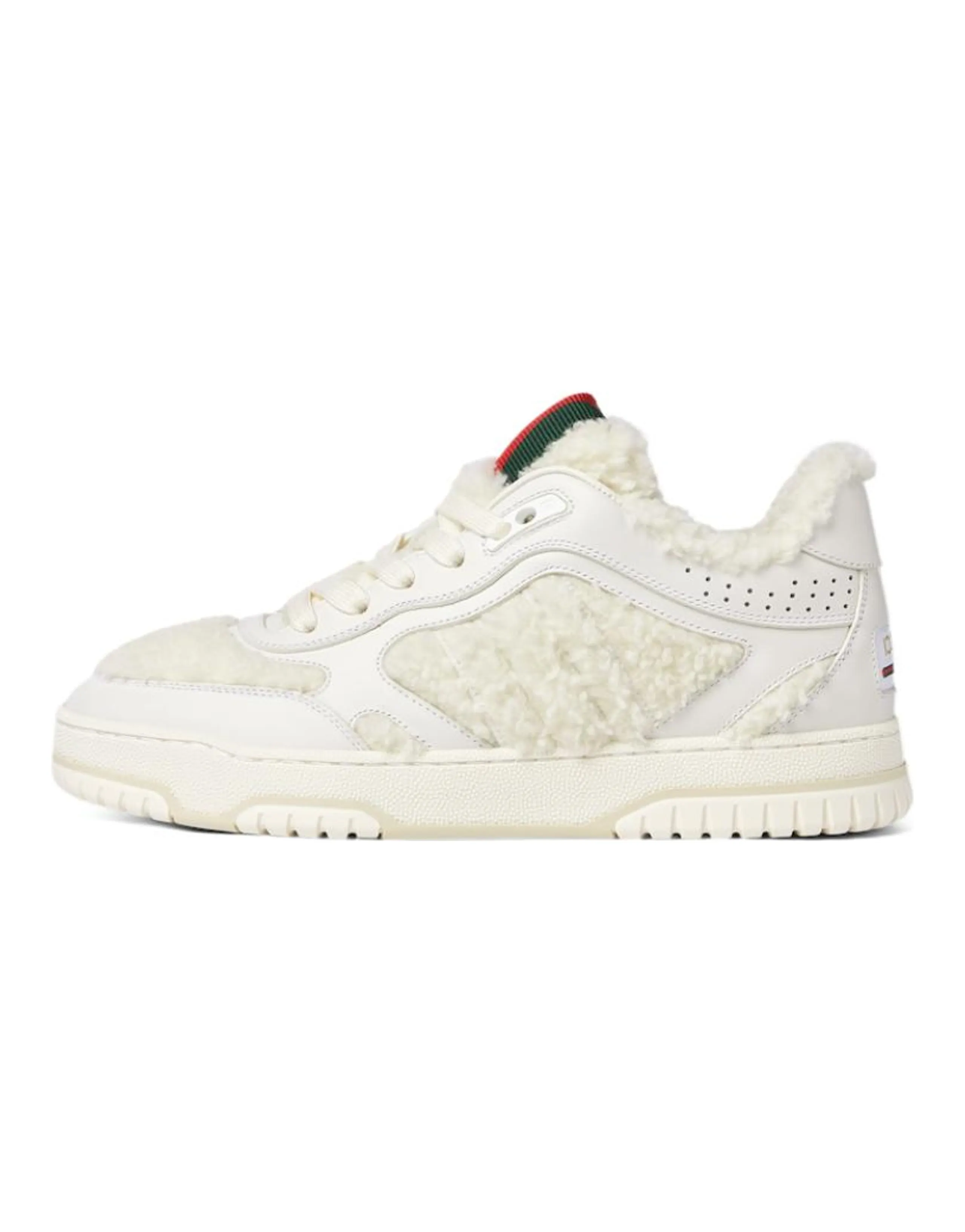 GUCCI Re-Web Leather Flat Round-Toe Lace-Up Low-Top Sneakers Women's White