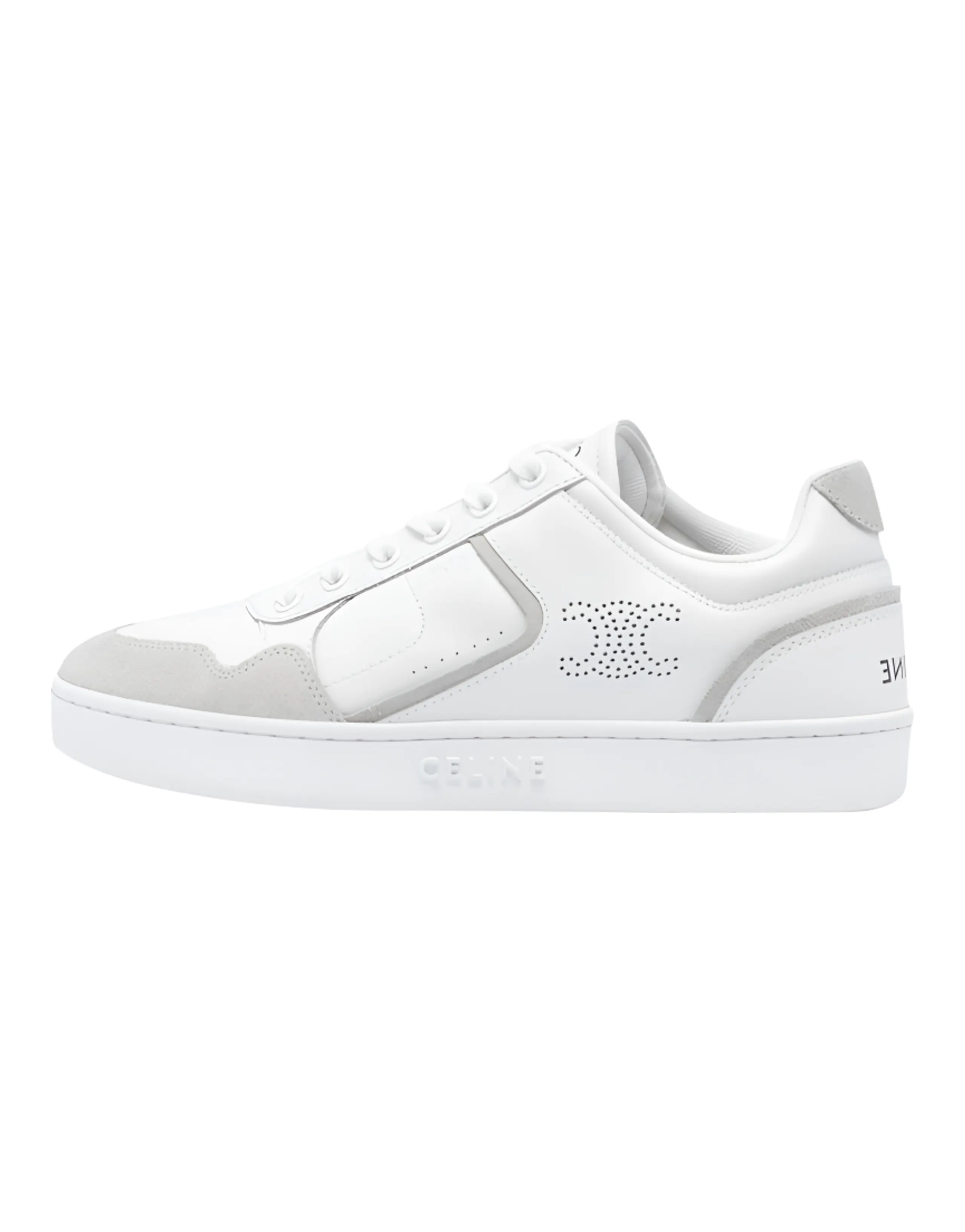 CELINE Trainer Round Toe Lace-Up Low-Top Sneakers Women's White