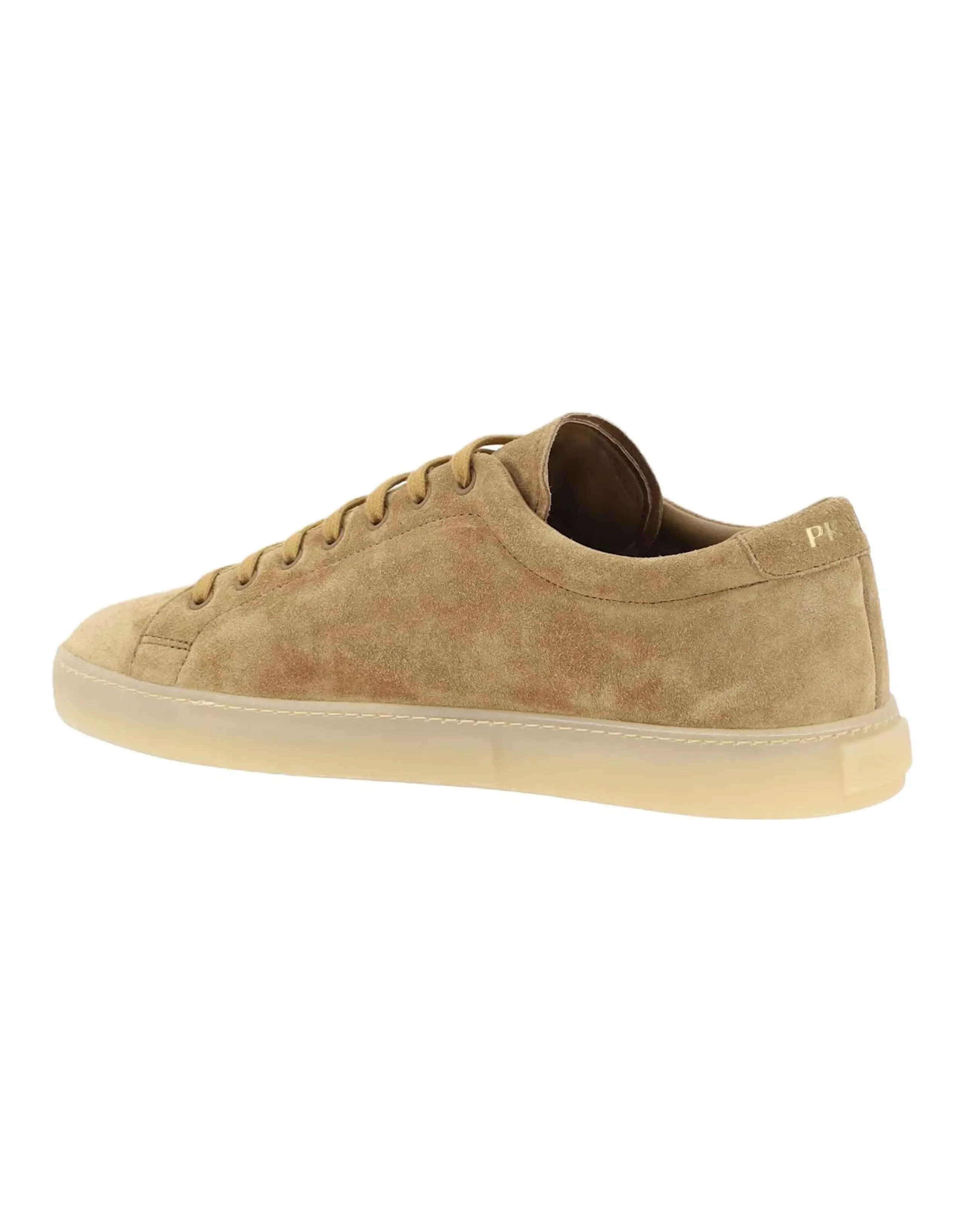 PRADA Suede Lace-Up Logo Round Toe Low-Top Sneakers Men's Brown