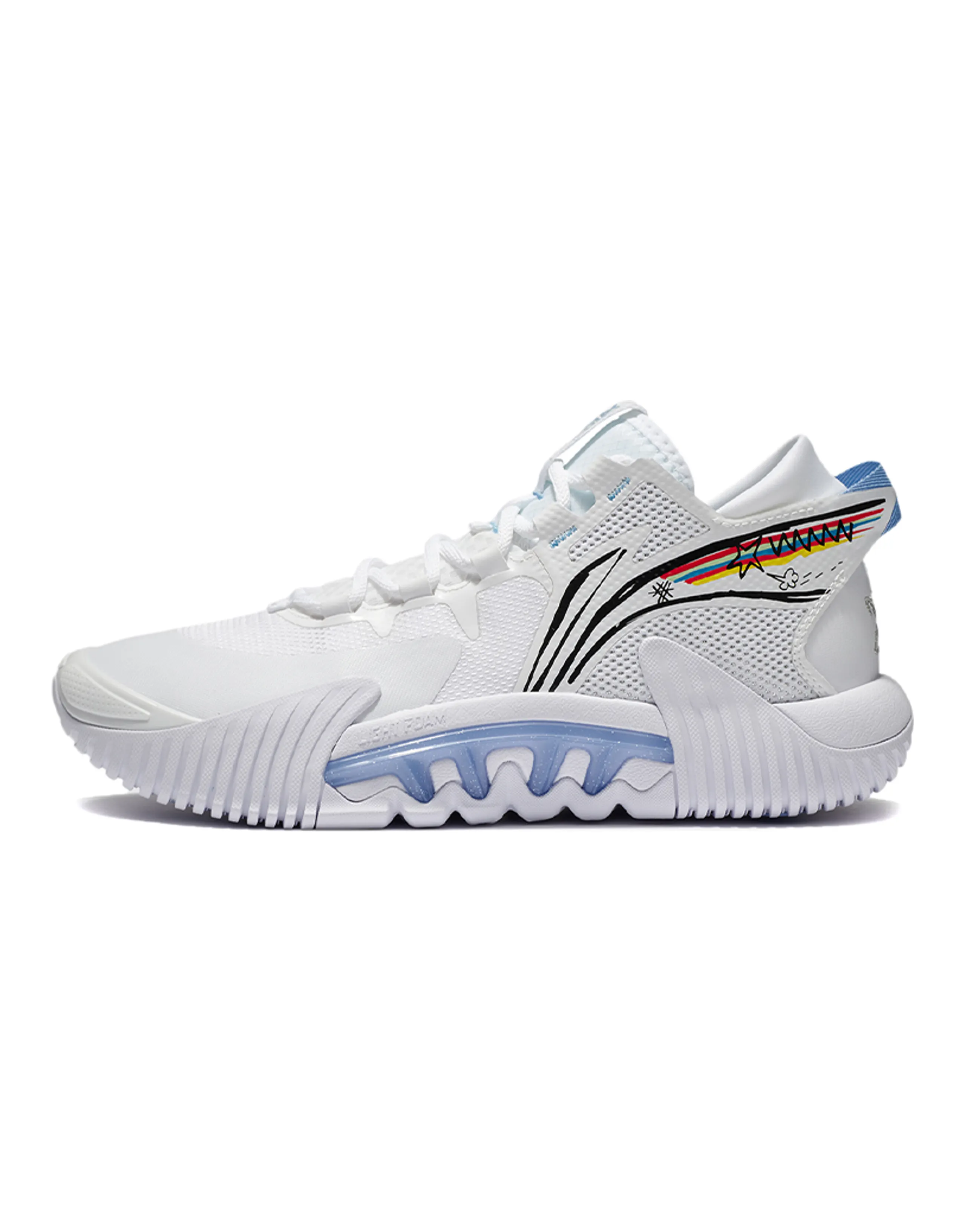 LINING Badfive 2 Low Basketball Shoes Men Low-Top White Blue