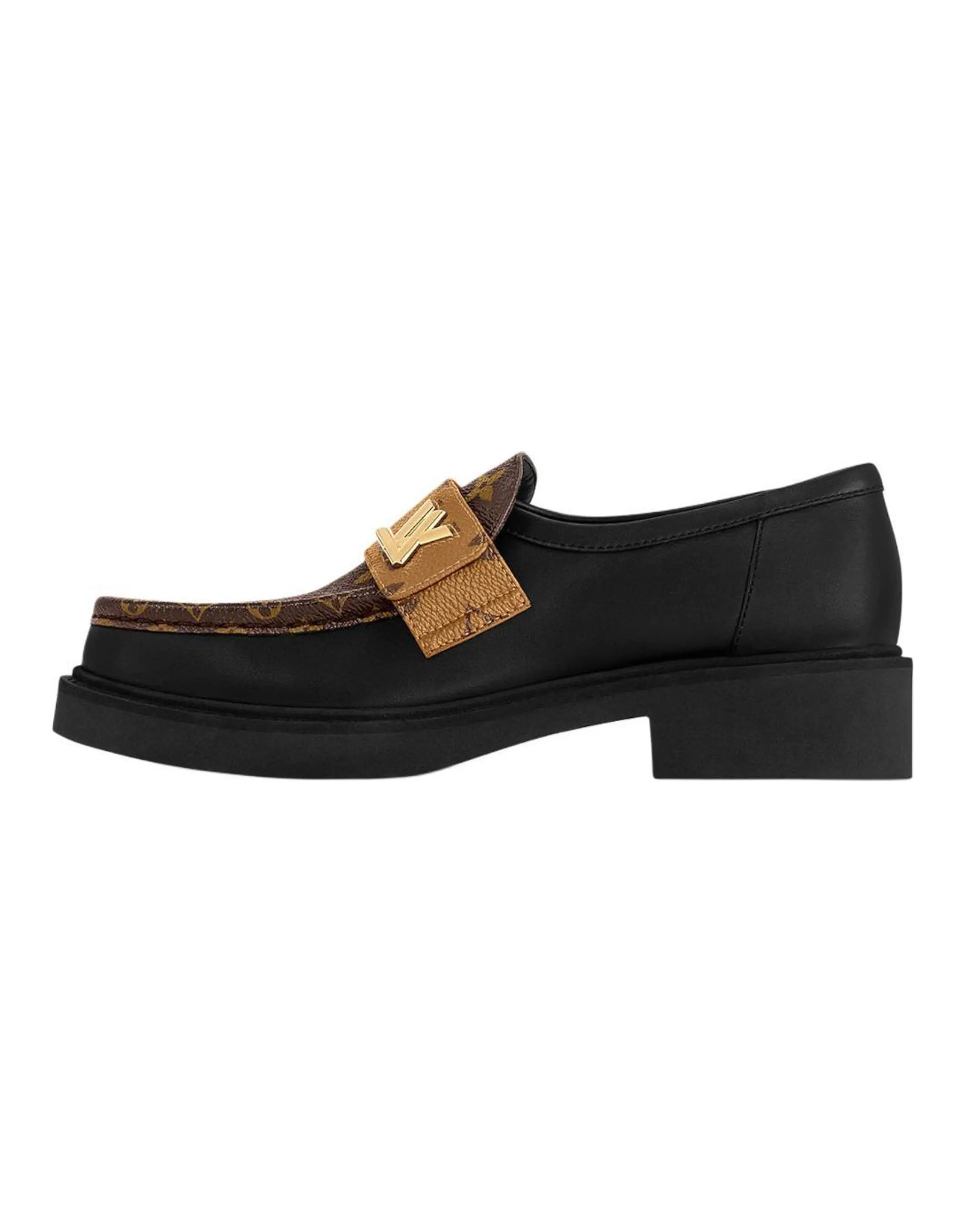 LOUIS VUITTON Loafers Women's Black Brown