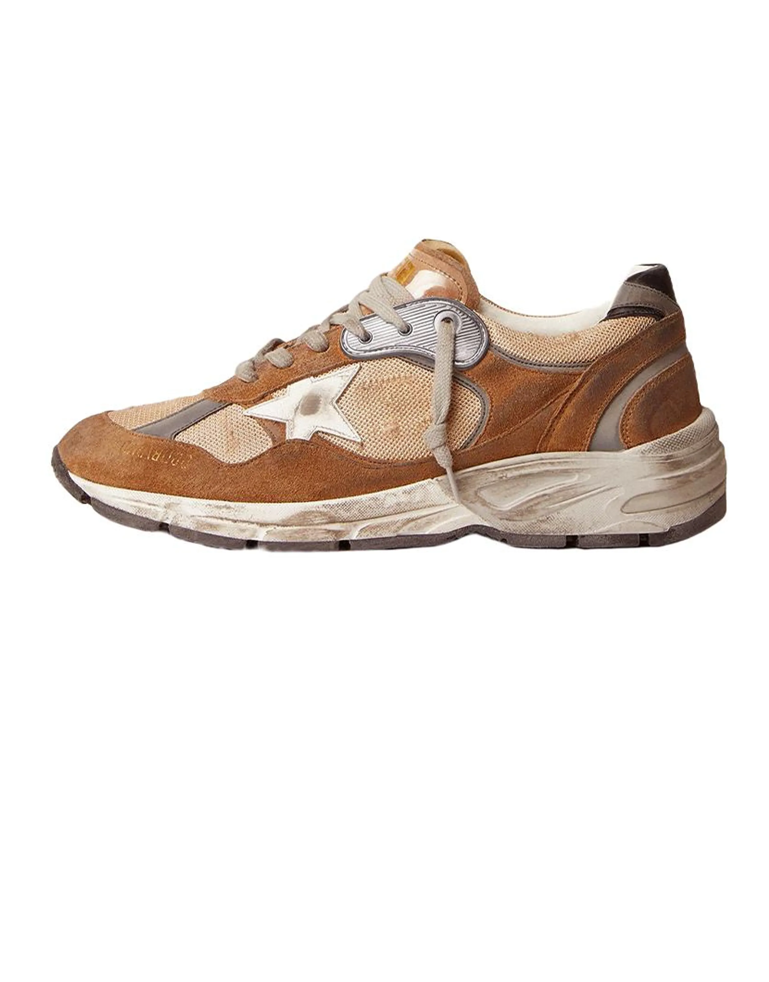 Golden Goose Dad-Star Comfortable Versatile Low-Top Casual Shoes Men's Brown Distressed