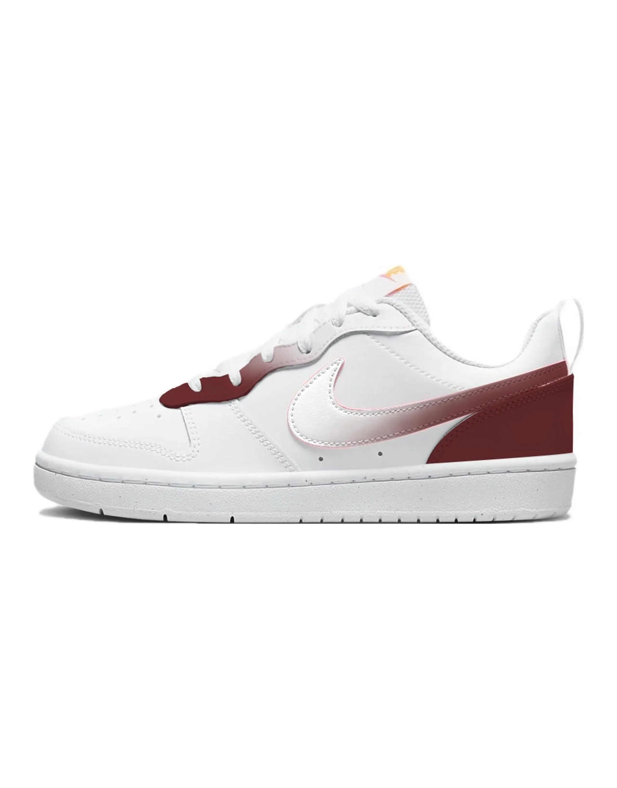 Nike Court Borough Rainbow Girlish Red Vermilion Low-Top Skateboard Shoes Women's White Brick Red