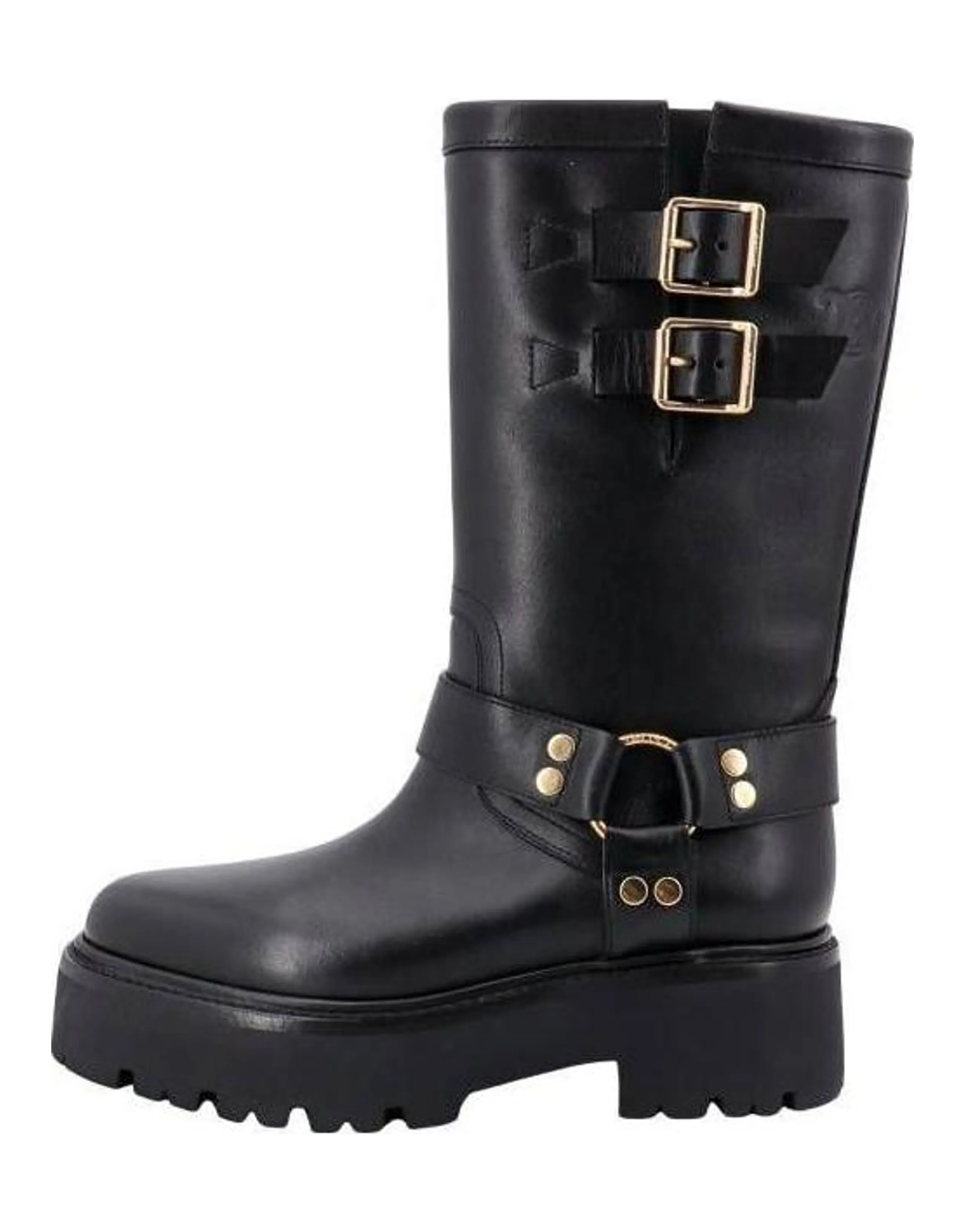 CELINE Engraved Logo Buckled Boots Women's