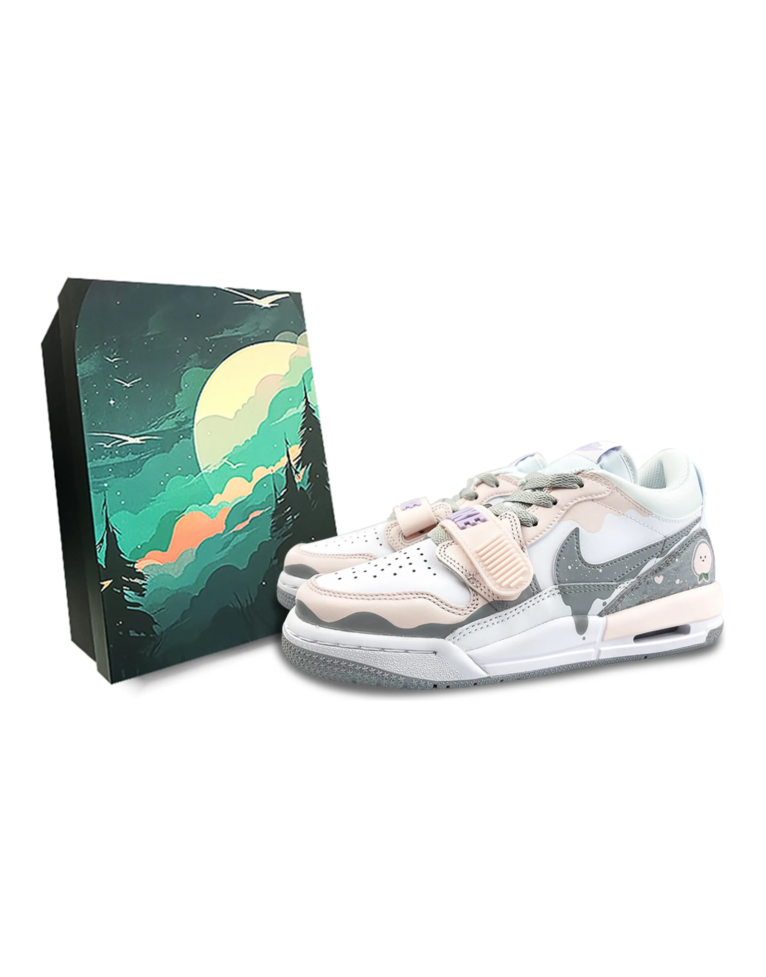 Jordan Legacy 312 Wear-Resistant Low-Top Vintage Basketball Shoes GS Pink Gray