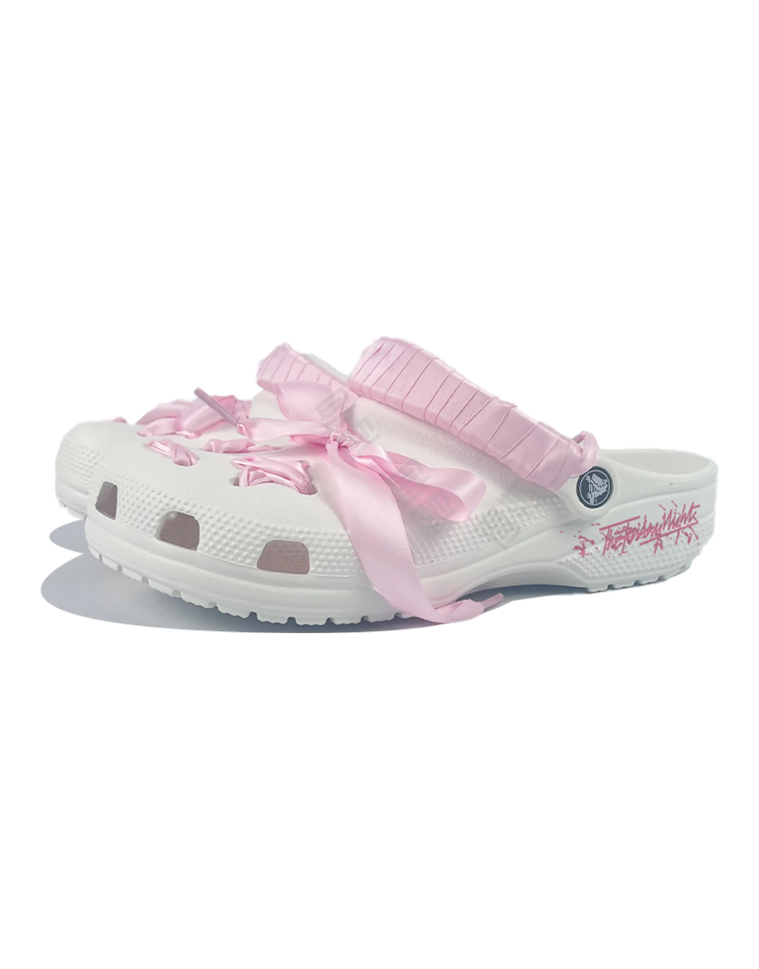[Custom Shoes] Crocs Classic Clog EVA 'Pink Fluttering' Casual Versatile Fashion Trendy Clogs Unisex White