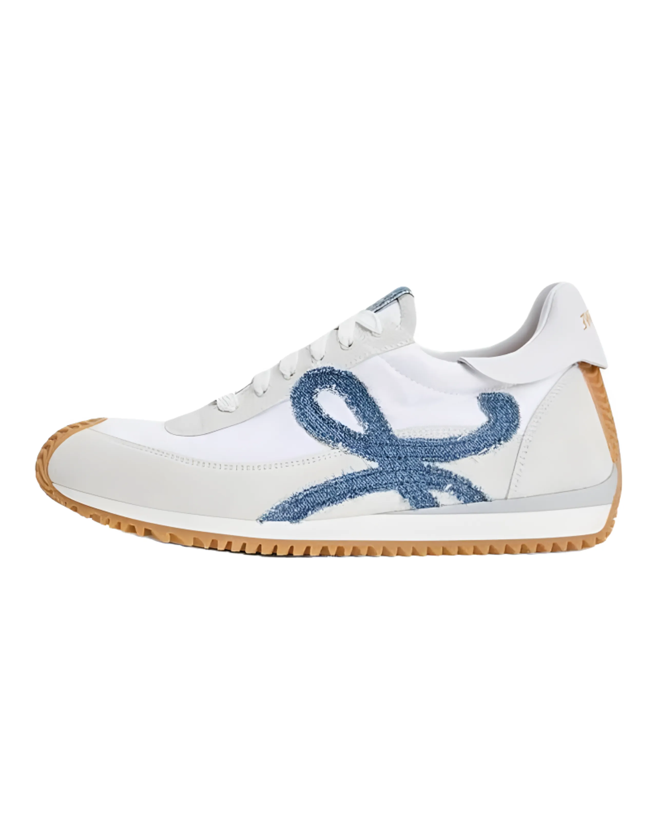 LOEWE Flow Runner 2.0 Nylon Suede Round Toe Lace-Up German Trainer Low-Top Casual Shoes Women's White
