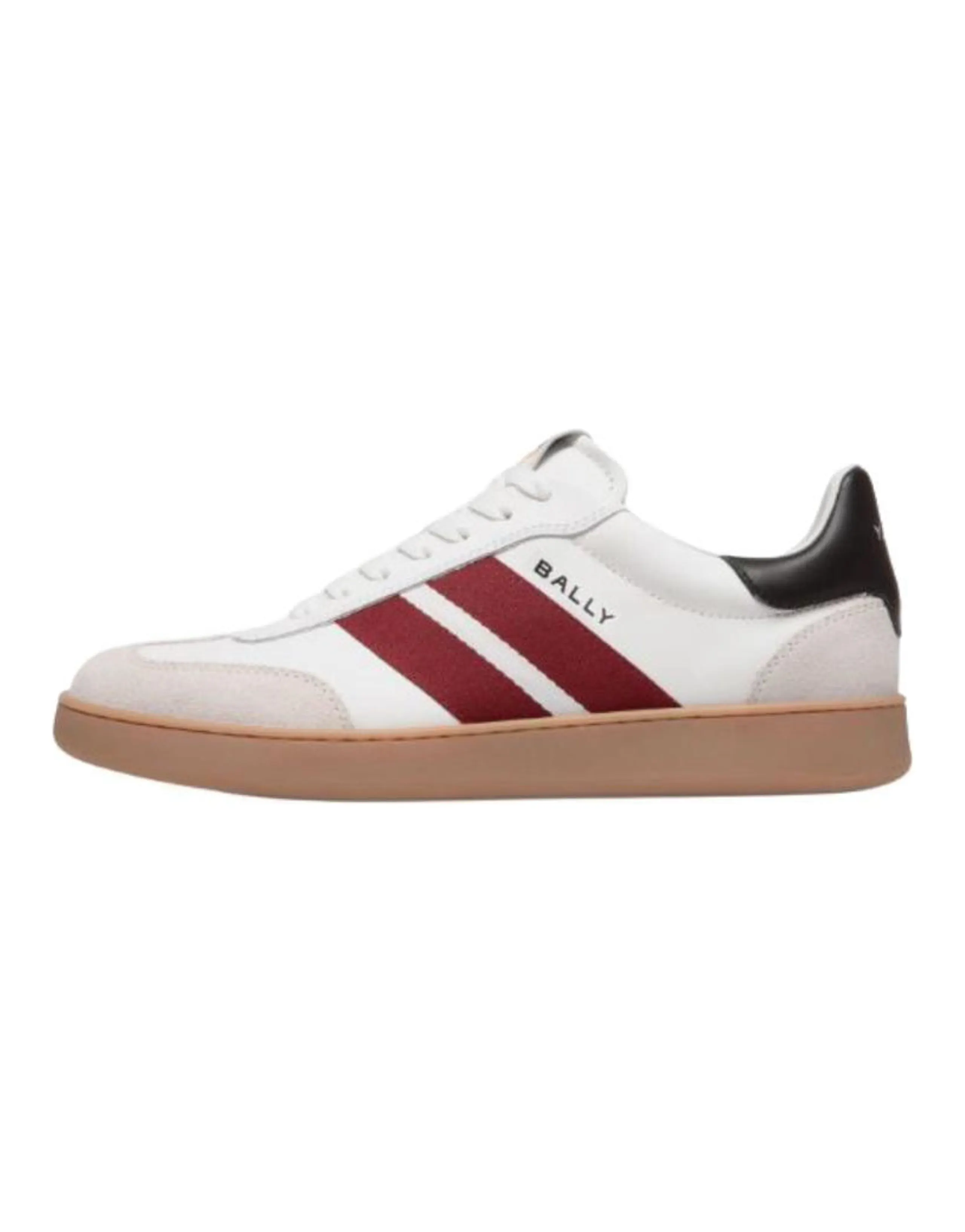 BALLY Retro Leather Lace-Up Sneakers Men's White