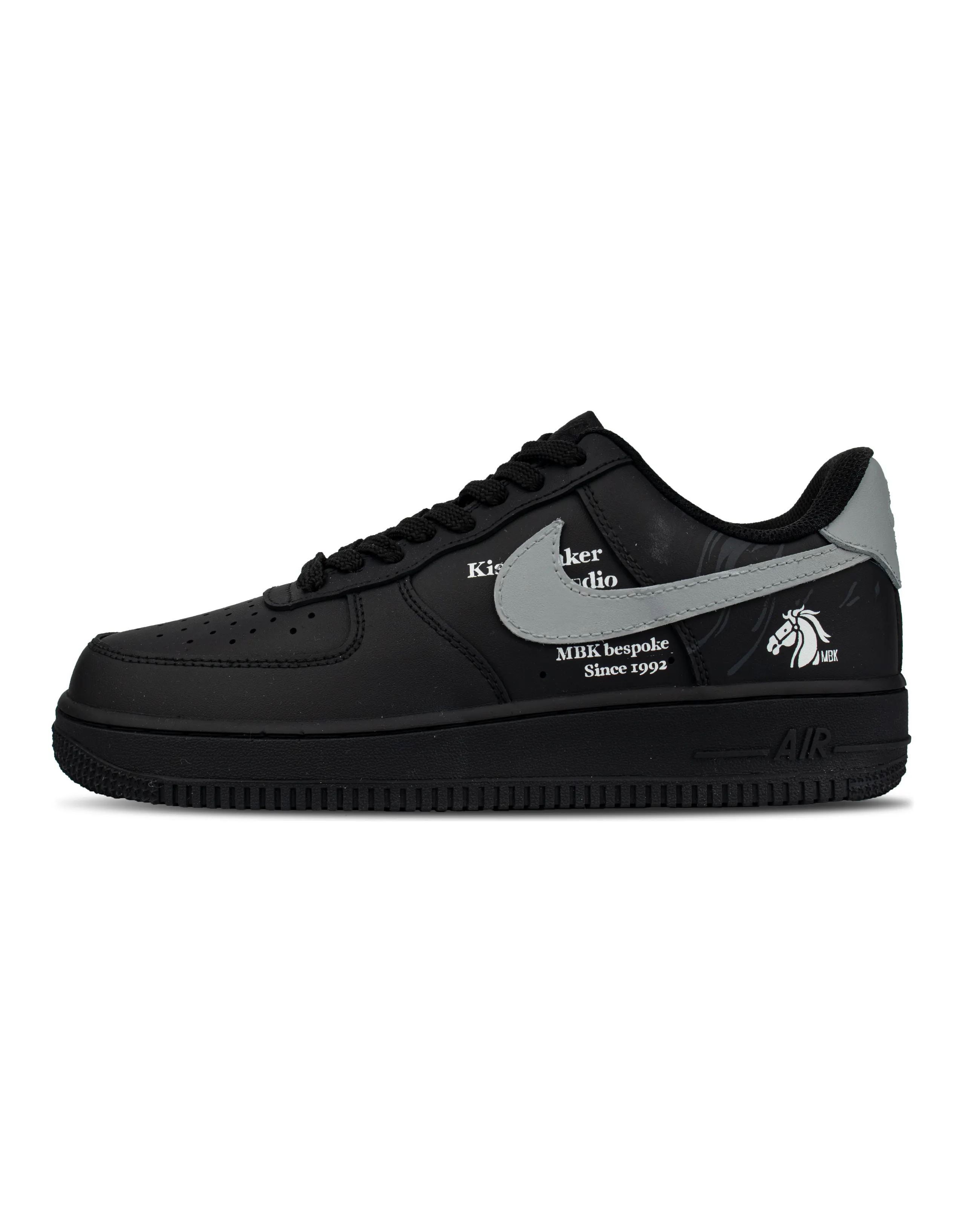 Custom Nike Air Force 1 'Dark Horse' Leather Low-Top Skate Shoes Unisex Black