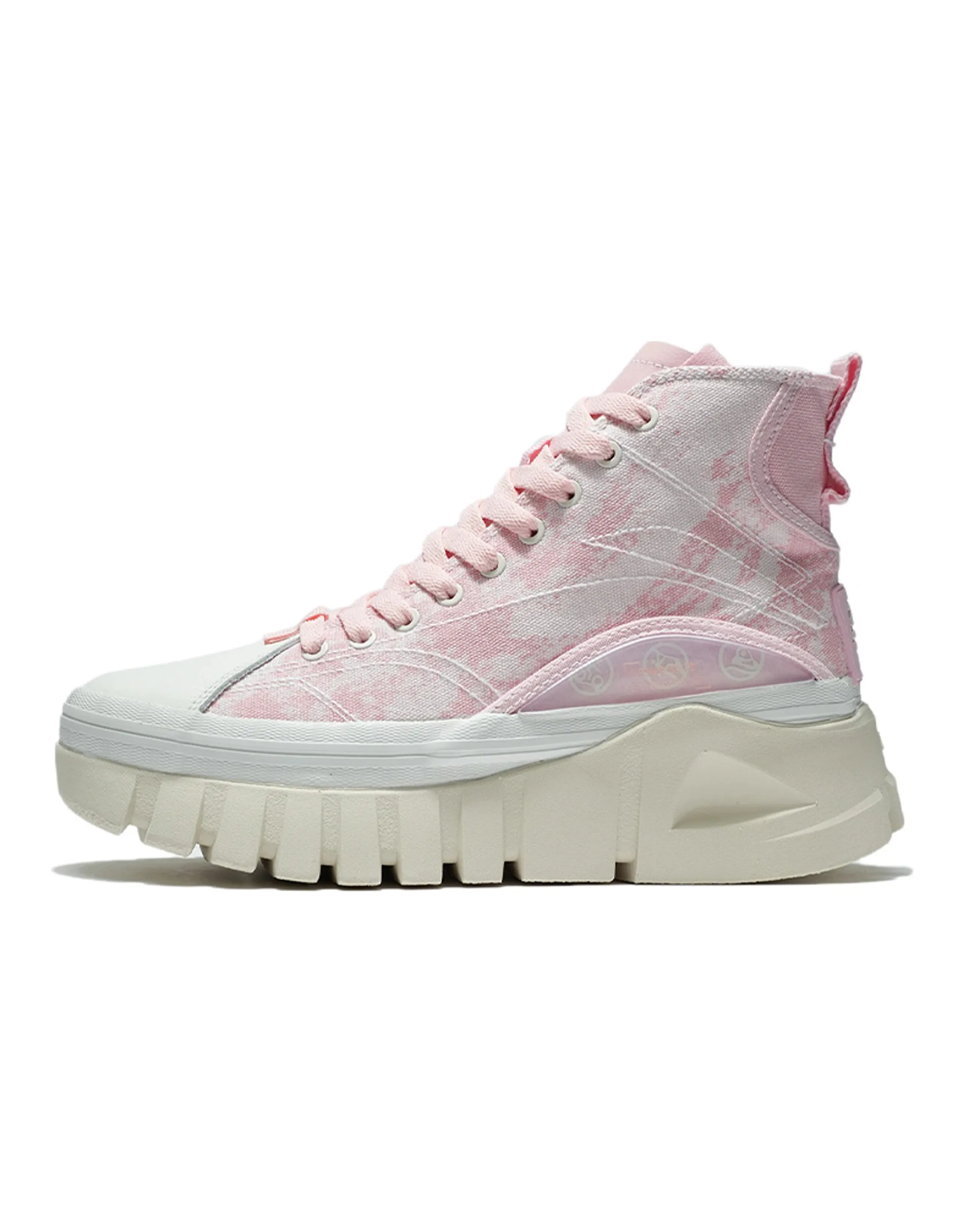 LiNing Wave Casual Shoes Women's High-Top Coral Pink/Mist White