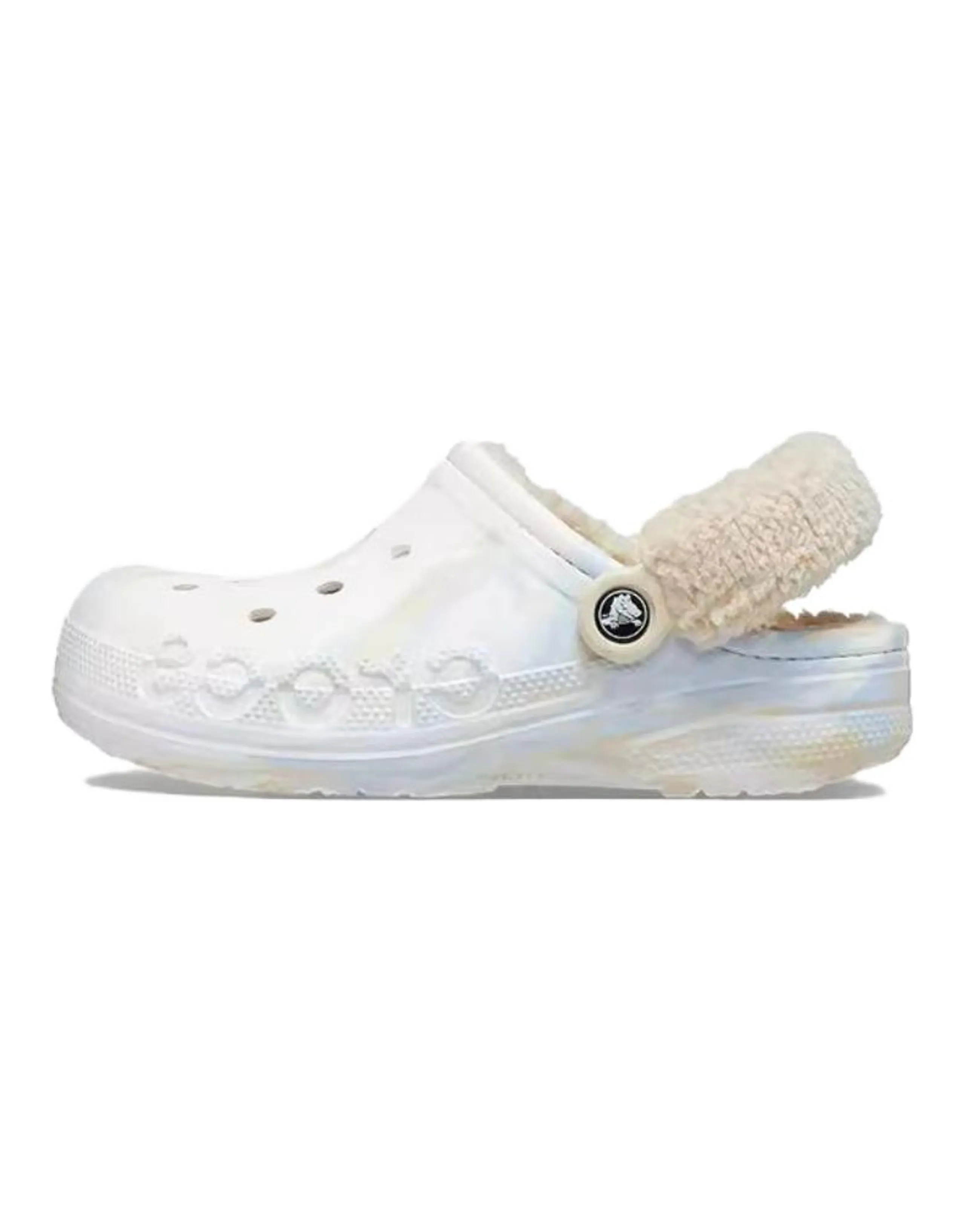 Crocs Baiya Warm Velvet Marble Pattern Clogs Women's White