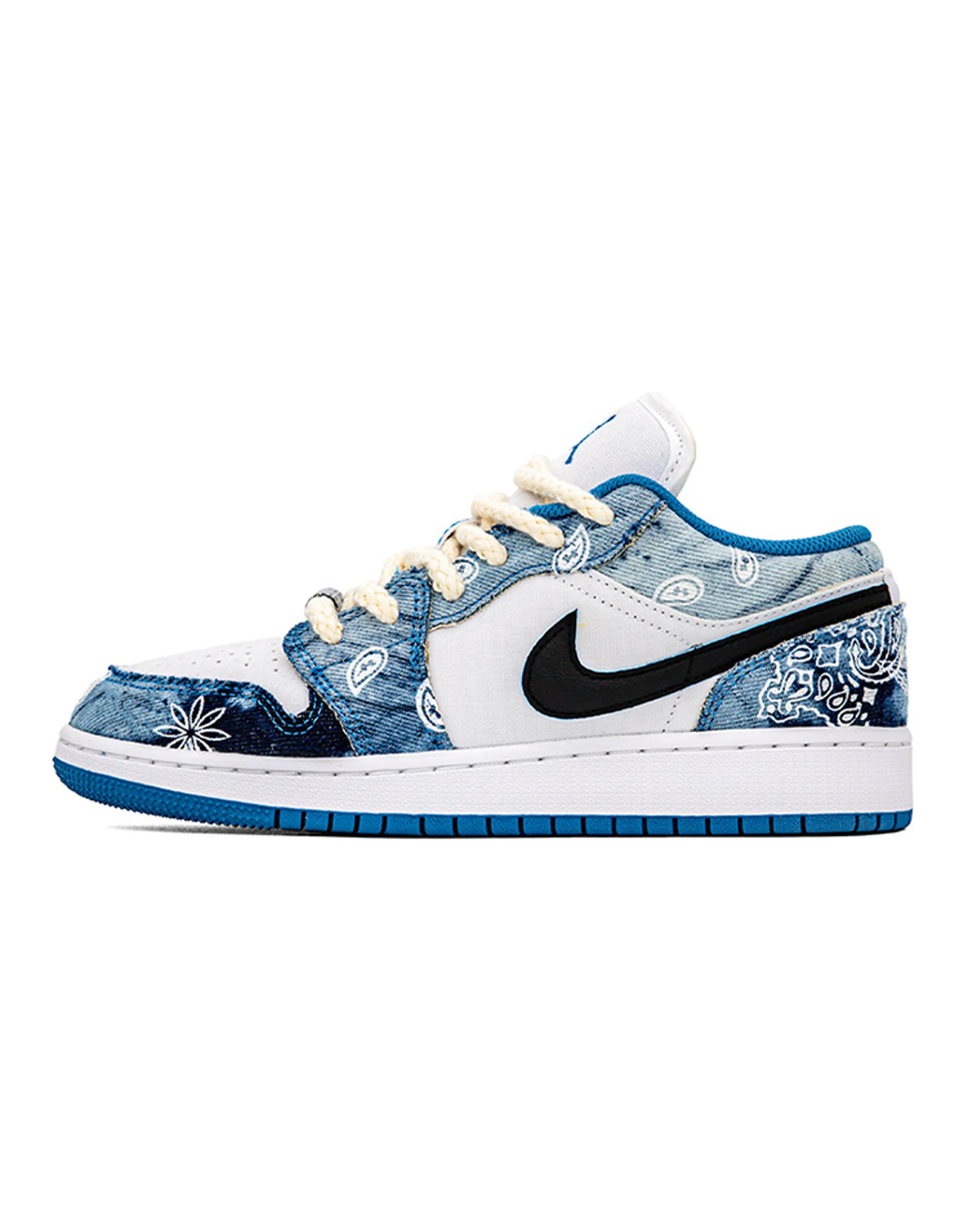 Jordan Air Jordan 1 Low 'Washed Denim' Low-Top Vintage Basketball Shoes GS White Blue