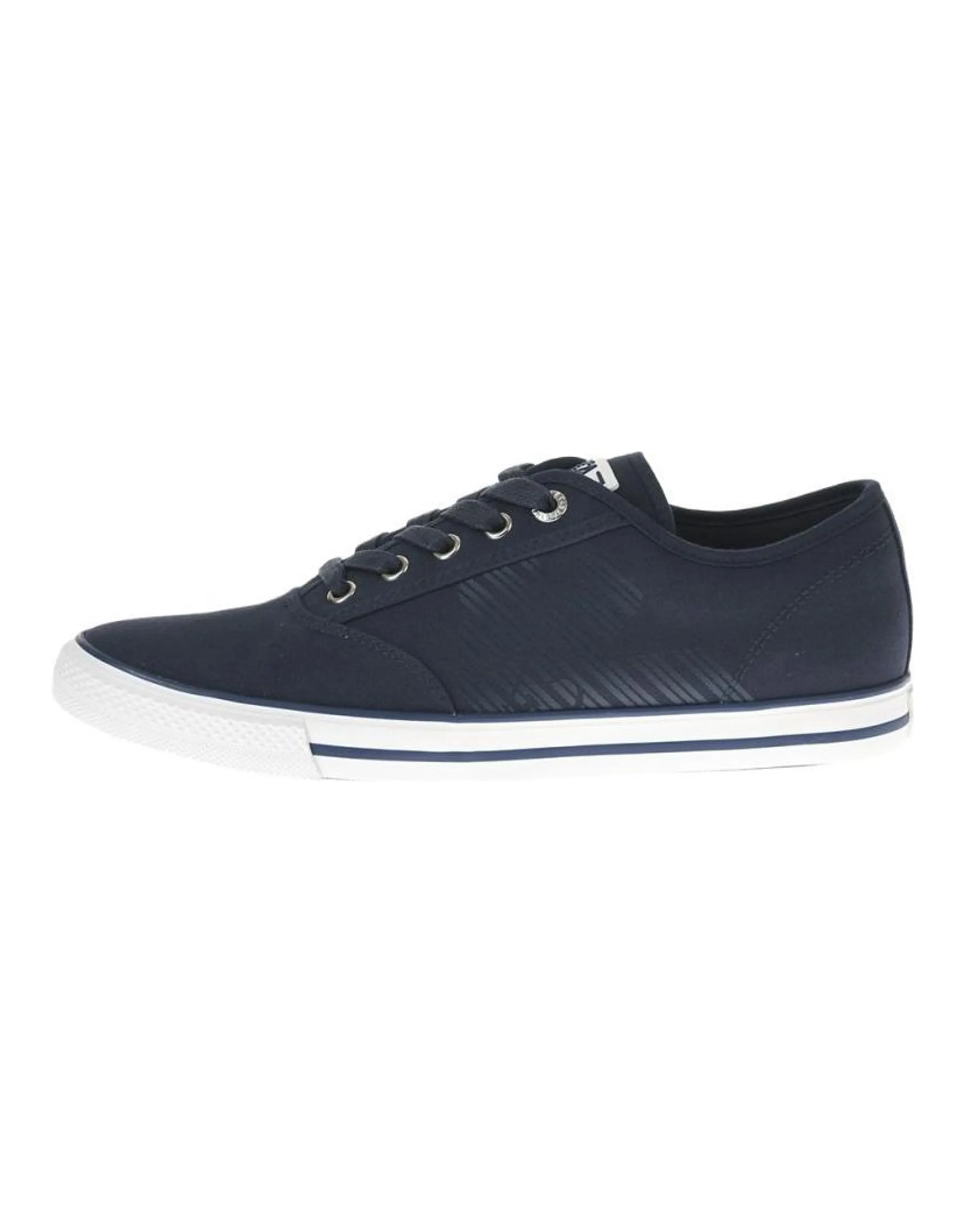 EMPORIO ARMANI EA7 Flat Round Toe Low-Top Skate Shoes Men's Blue