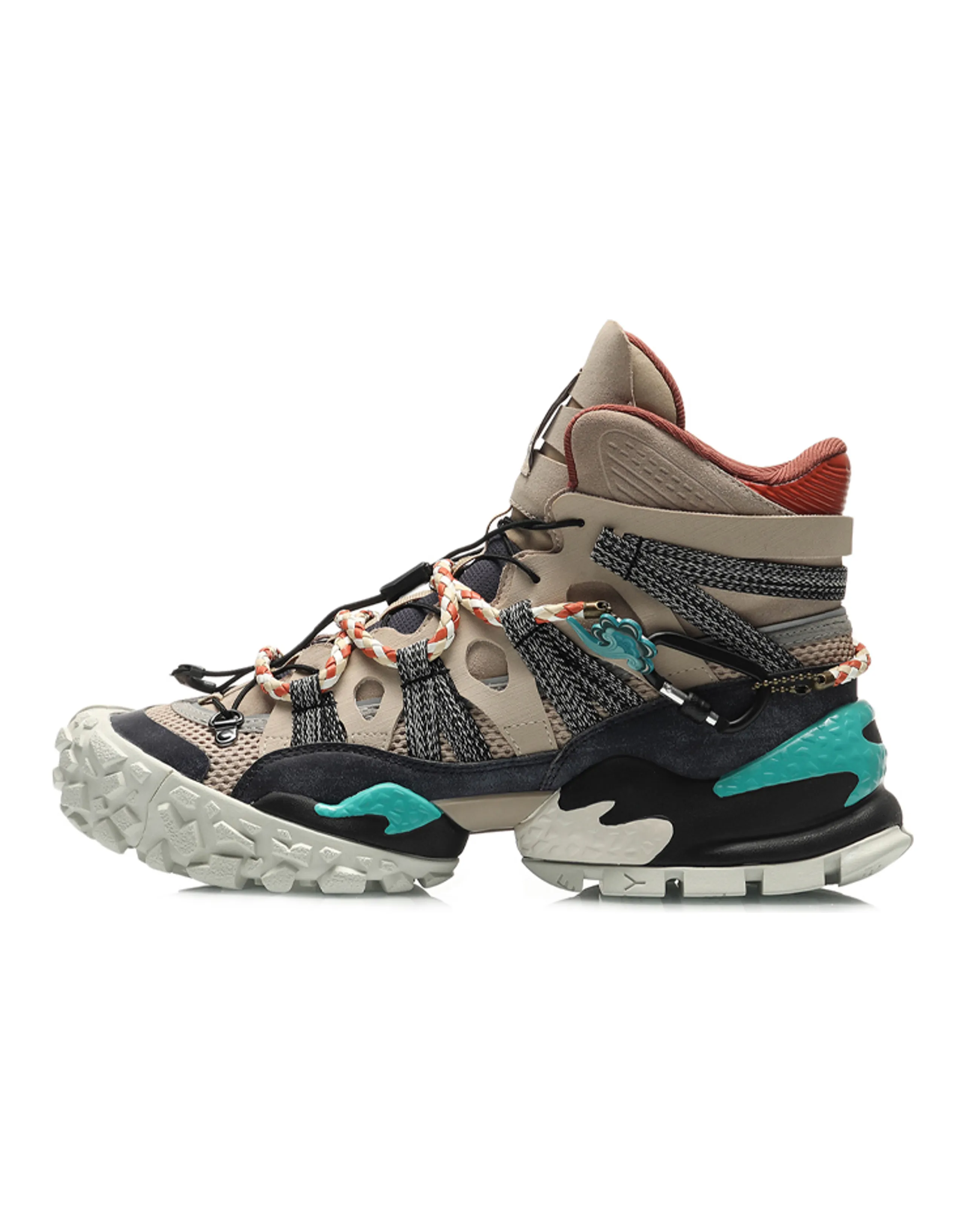LiNing CF Cushioning Anti Slip And Wear Resistant Coverage Support High Top Casual Shoes Men's Gray Black